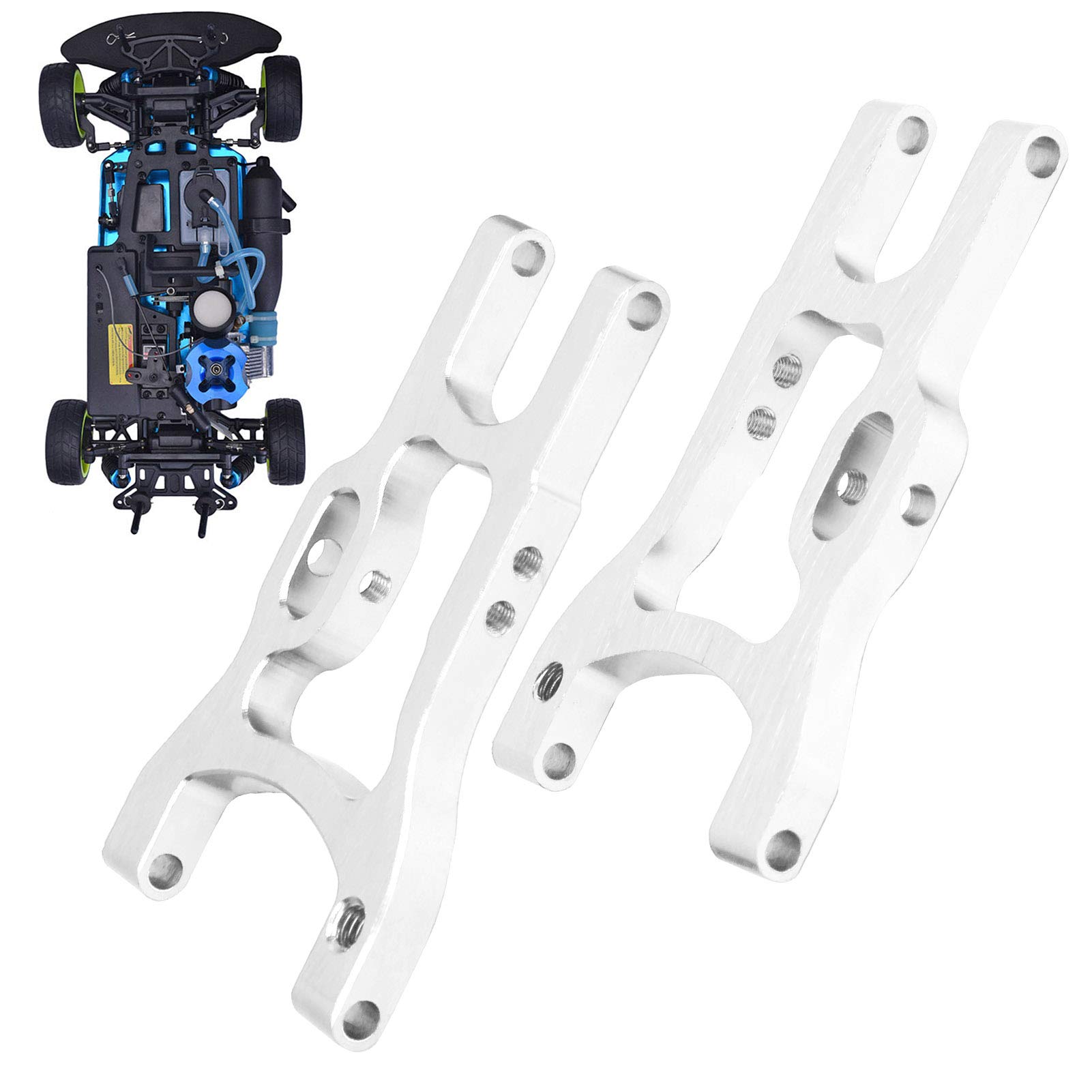 Aluminum Alloy Rear Suspension Arm for 1/10 HSP 94101 RC Car - Durable Upgrade Part (Silver) | Perfect for Off-Road Racing & RC Car Performance Enhancement