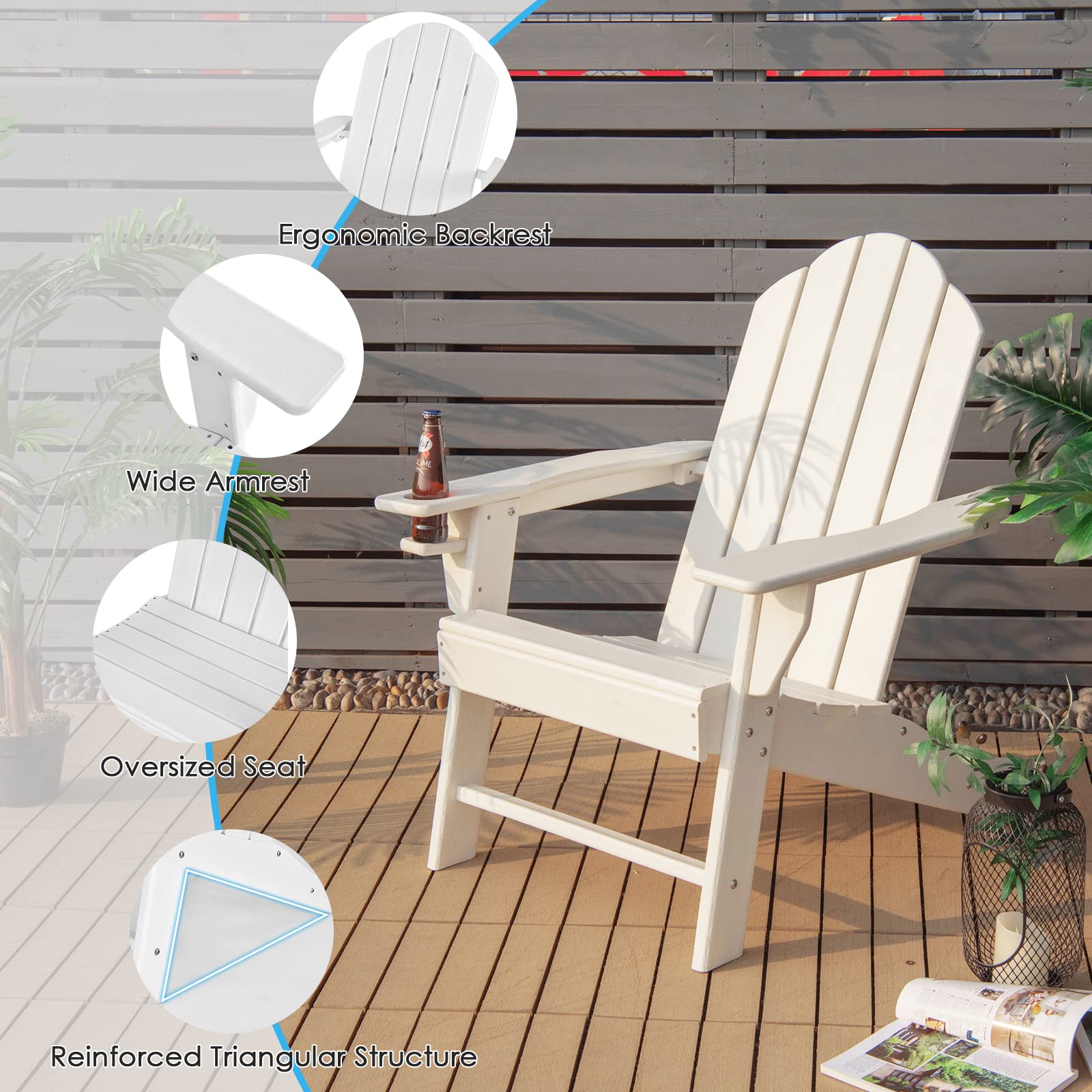 Giantex Set of 2 HDPE Weather-Resistant Adirondack Chairs for Outdoor Fire Pit, Patio, Deck, Garden, Yard & Lawn - Durable Composite Furniture for Camping, Relaxing & Backyard Gatherings