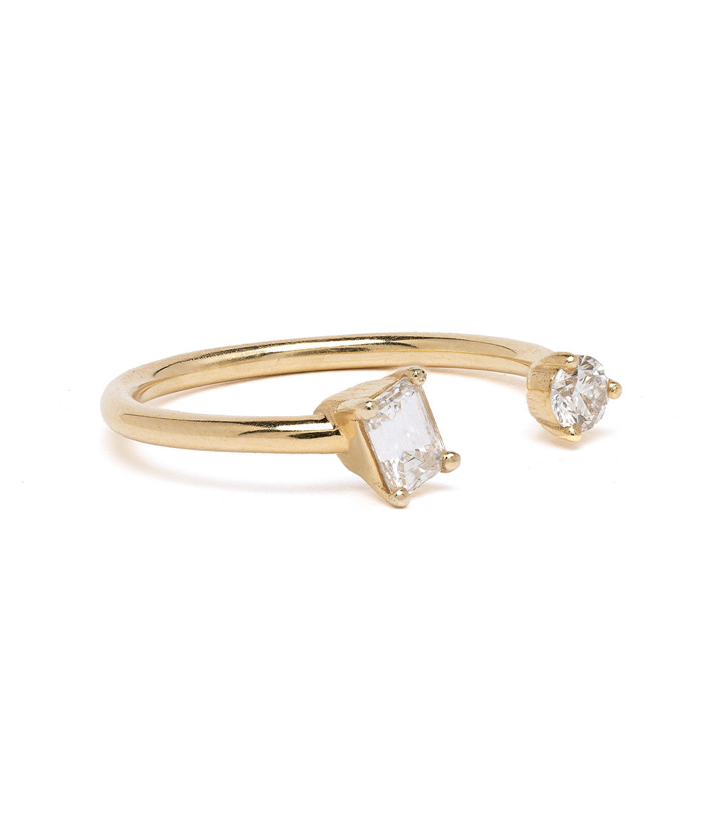 Lunetta Ring with Round and Emerald Cut Diamonds – Elegant Wedding, Engagement & Anniversary Jewelry Gift for Women