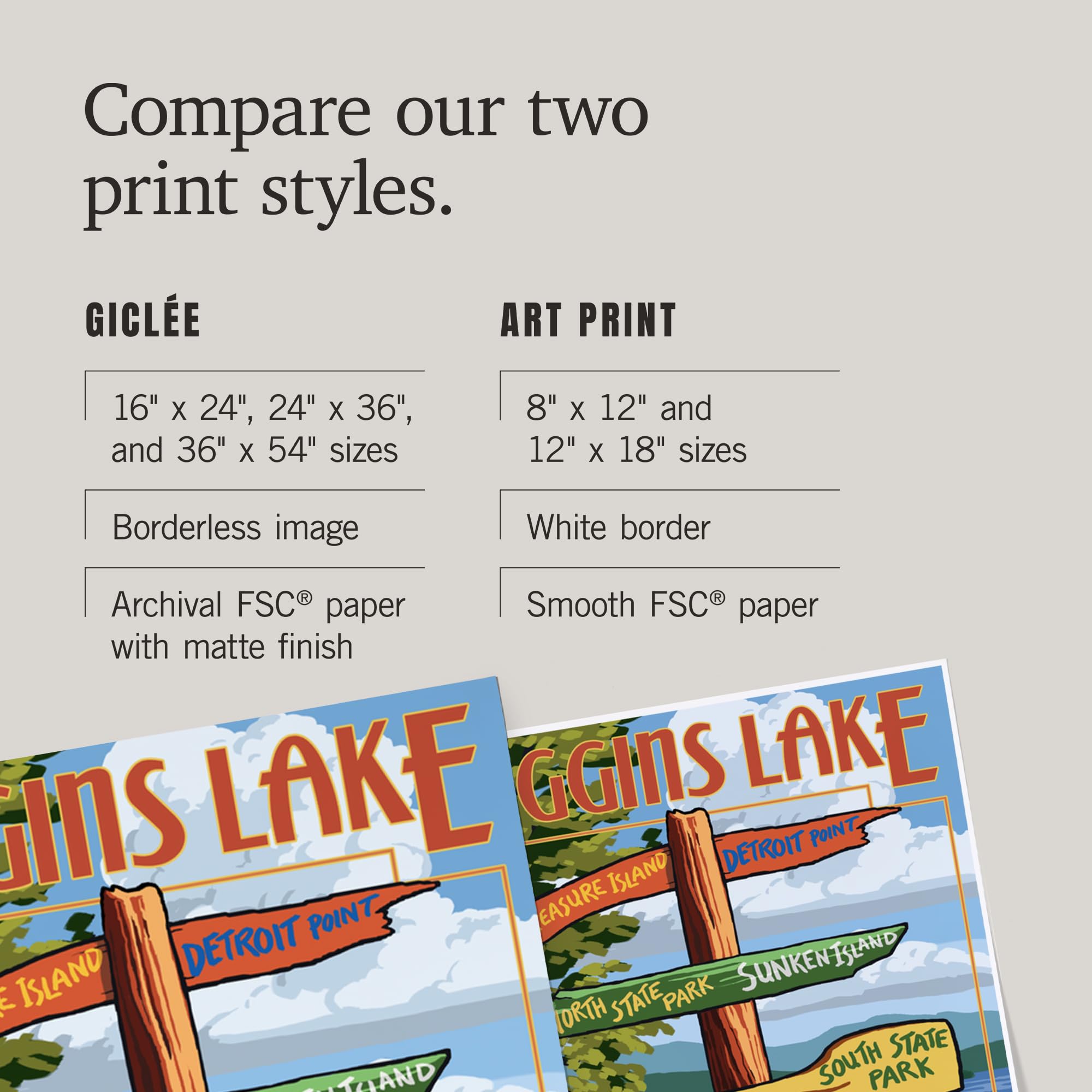 Lantern Press 16x24 Inch Giclee Art Print - Higgins Lake Michigan Landscape Wall Decor | Perfect for Living Room, Bedroom & Office