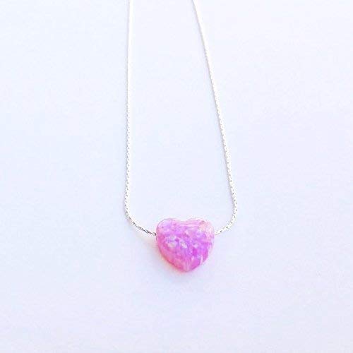 Custom Heart Opal Necklace - Gold Filled Pink Charm Jewelry for Gifts & Romance