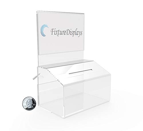 FixtureDisplays® 24-Pack Clear Acrylic Locking Donation Box - 5
