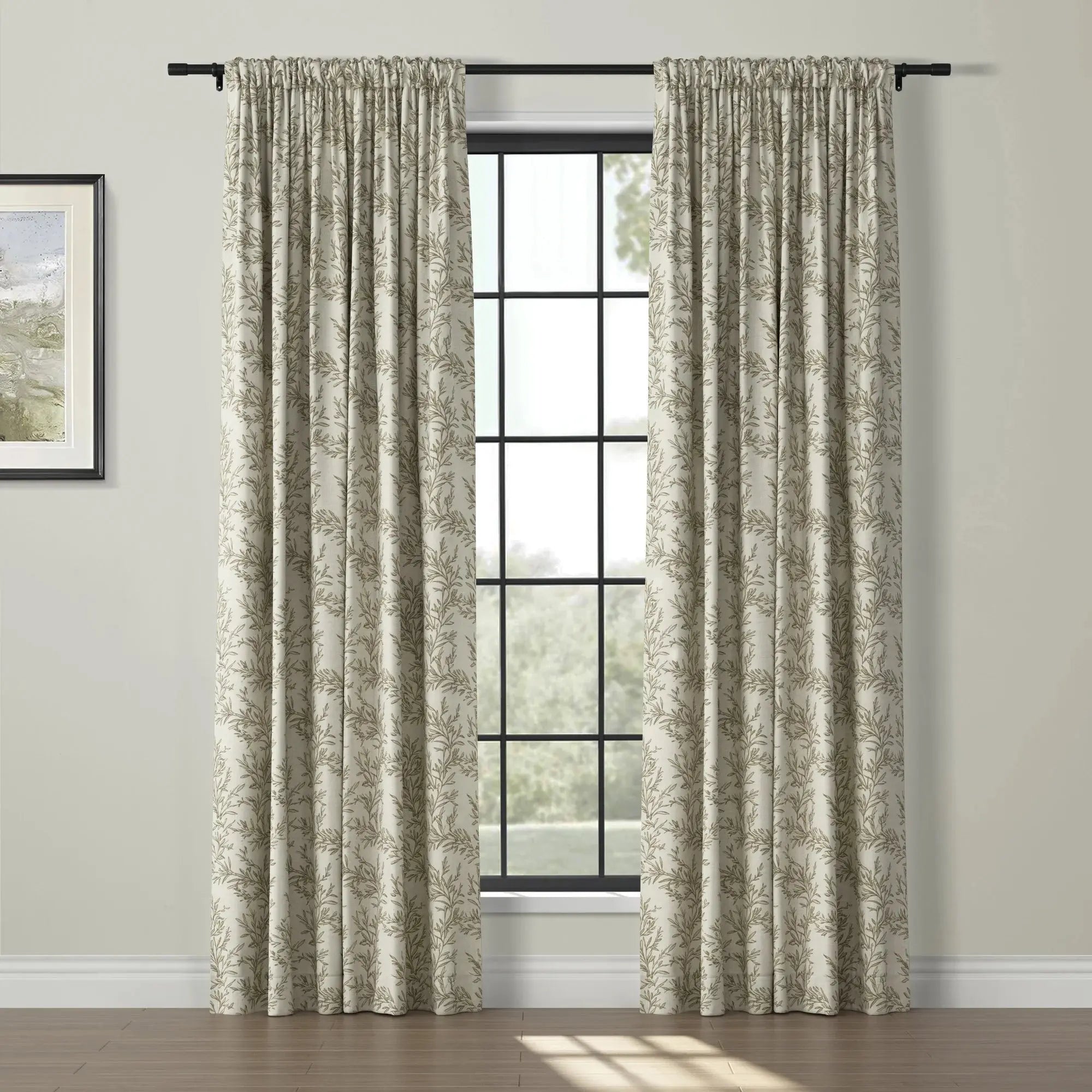 Sara Le Print Linen Drapery Soft Top - Lightweight Linen Curtains for Living Room & Bedroom - Elegant Window Treatment for Home Decor