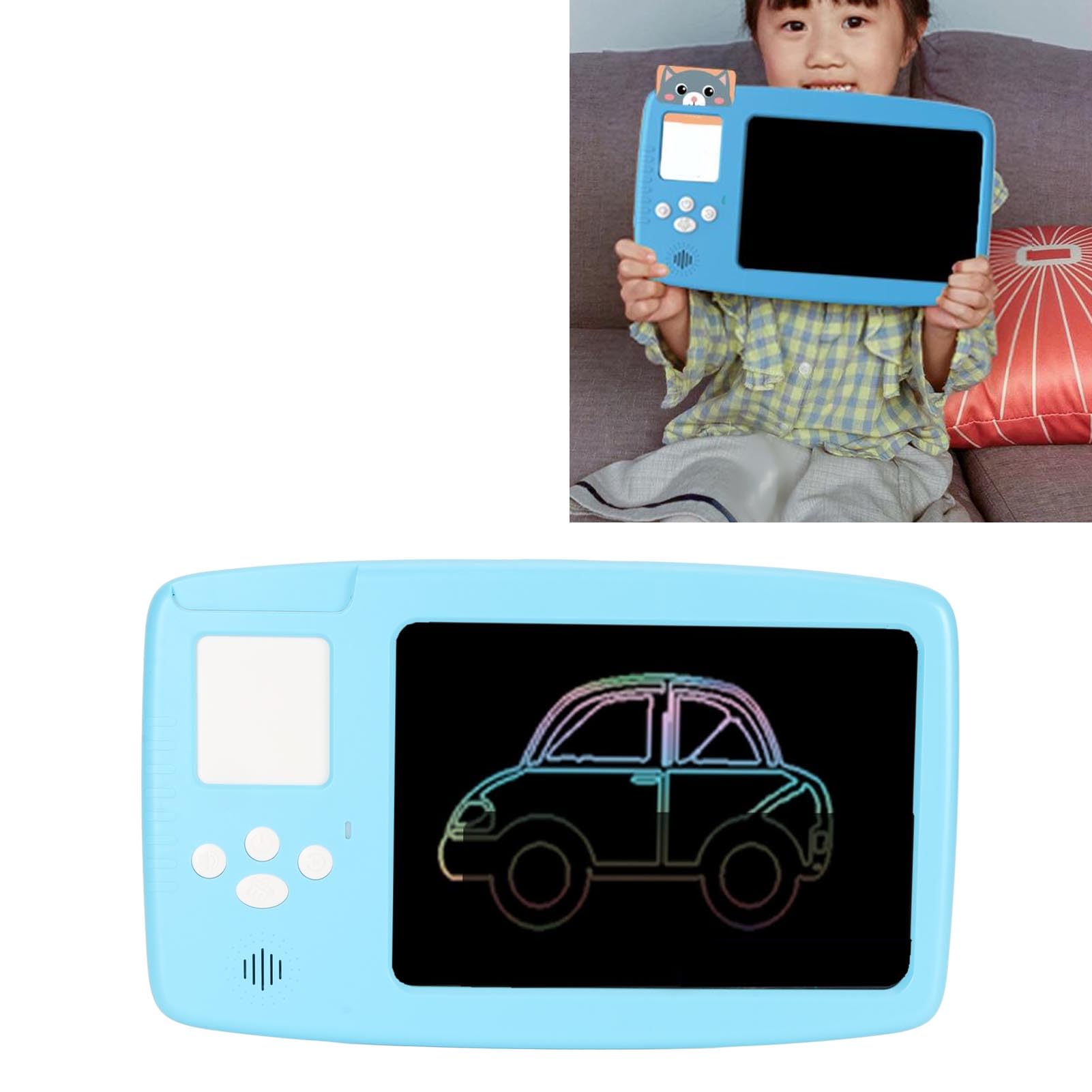 8.5 Inch LCD Writing Tablet with Stylus - Portable Drawing Board for Kids, Includes 112 Learning Cards & Built-in HiFi Speaker - Perfect for Kindergarten Classroom, Travel & Home Learning (Blue)