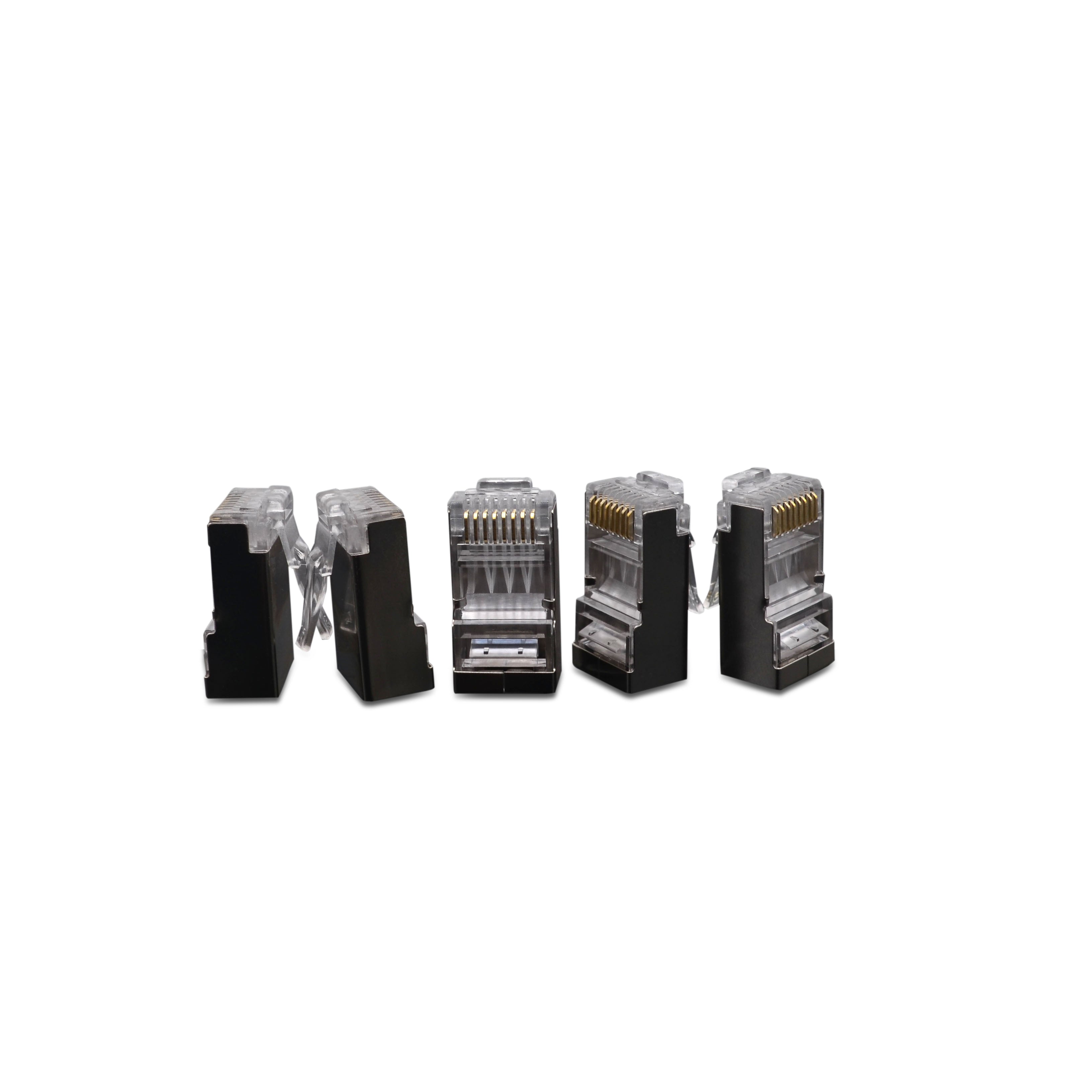 High Performance Modular CAT6 Shielded Connector Male - 100 Pack (CAT6 HPPS HP) for Network Cabling, Server Rooms & Office Installations