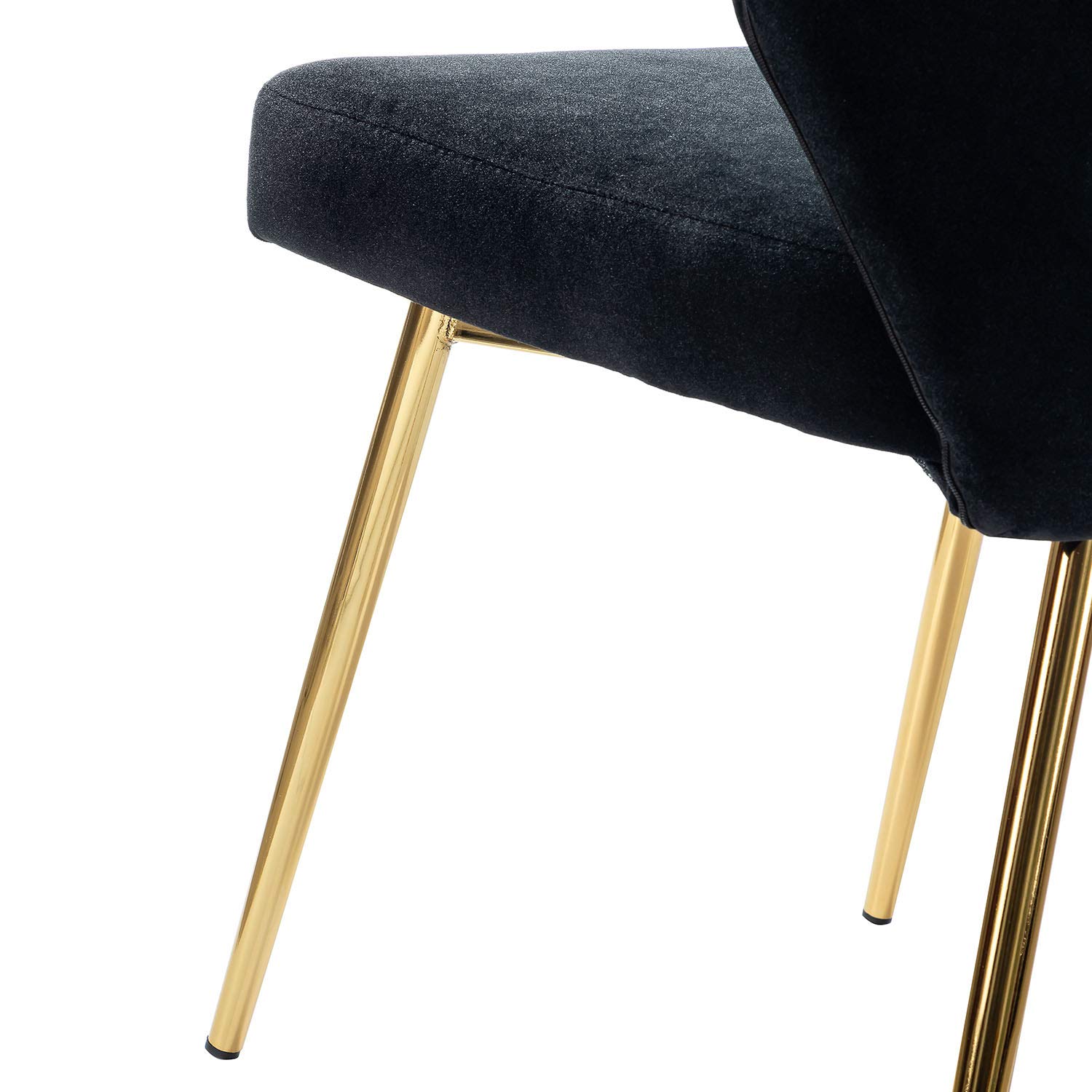 TINA'S HOME Velvet Dining Chairs Set of 2 - Modern Upholstered Side Chairs with Golden Metal Legs, Small Armless Accent Chairs for Living Room, Kitchen, Bedroom & Beauty Salon | Elegant Home Decor for Dining, Lounging & Makeup Vanity (Black)