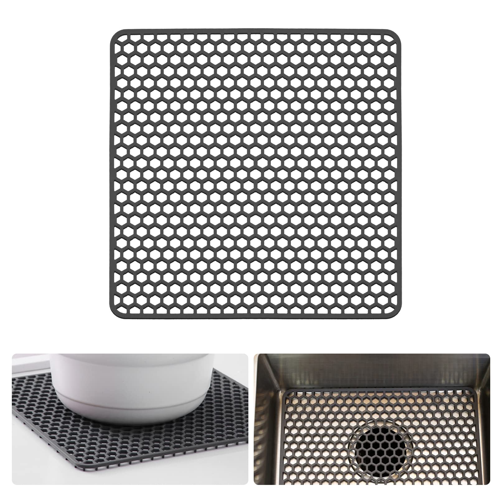Premium Silicone Sink Mat - Non-Slip, Heat Resistant Kitchen Sink Protector for Farmhouse & Stainless Steel Sinks - 12