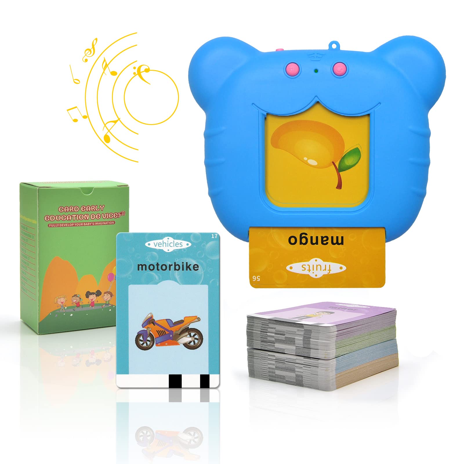 Interactive Talking Flash Cards - 224 Words Montessori Learning Toys with Sound for Toddlers Age 3-5 | Autism Sensory Toys | Educational Gifts for Boys & Girls | Perfect for Home Learning & Classroom Activities (Blue)