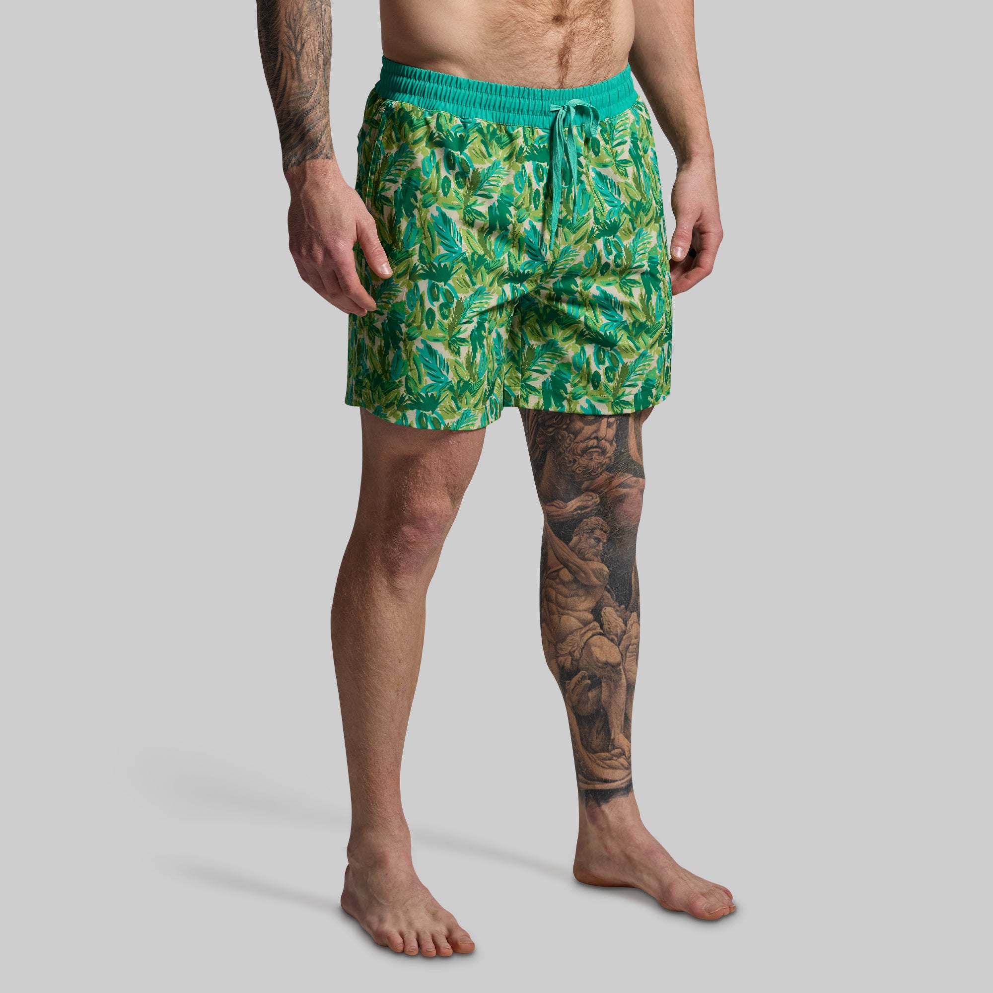 Men's Quick-Dry Swim Shorts - Deep Dive Under the Palms Design - Perfect for Beach, Pool & Water Sports