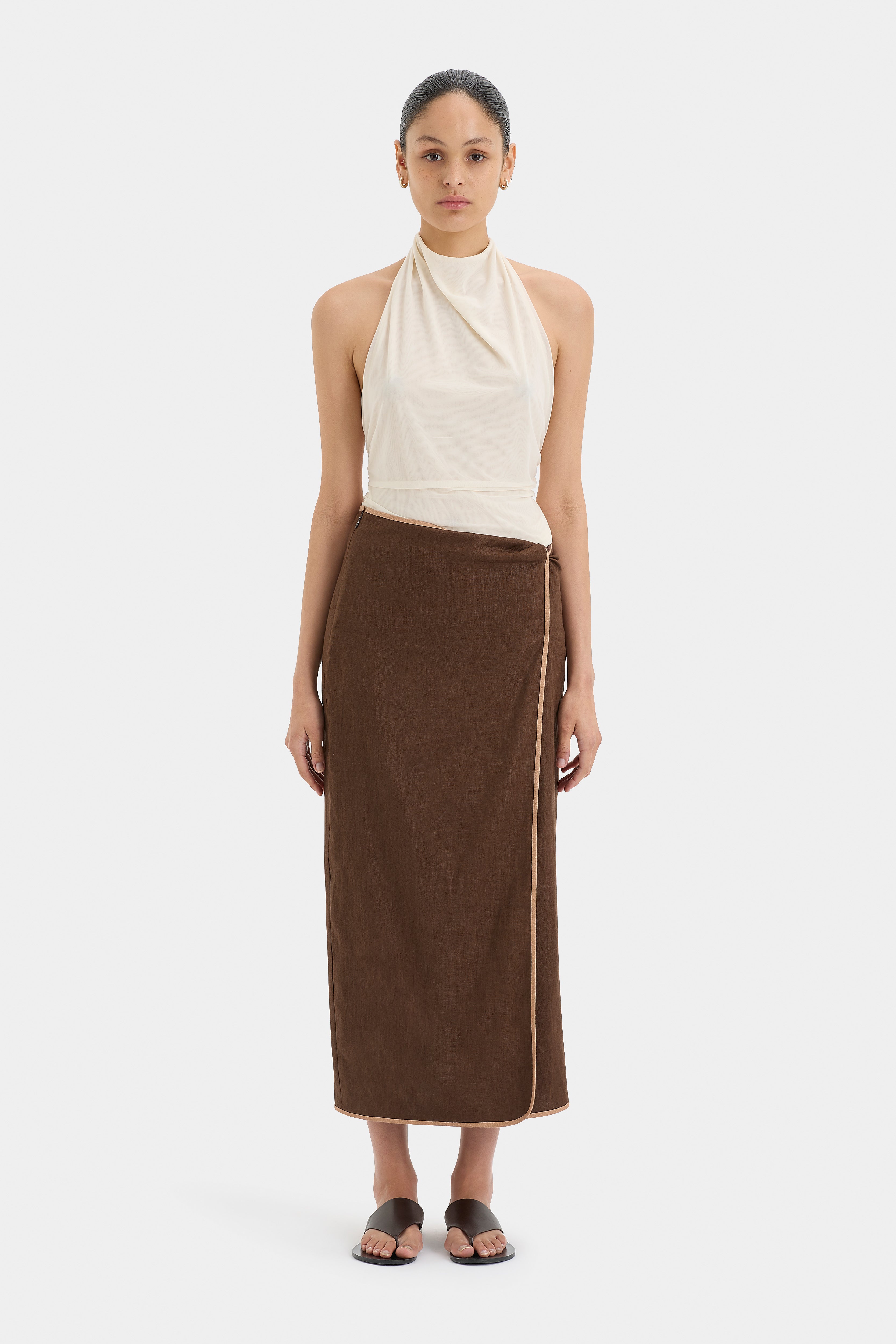 Affogato Twist Midi Skirt - Flowy A-Line Skirt for Women | Summer Casual & Party Wear | Perfect for Date Nights, Office & Vacation