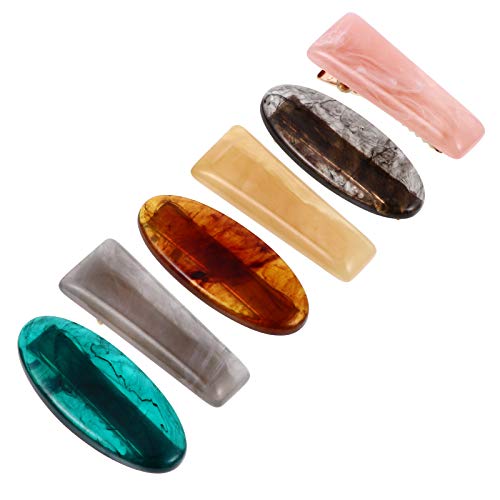 6pcs Marbling Hair Clips for Girls - Stylish Duckbill Barrettes for School & Party