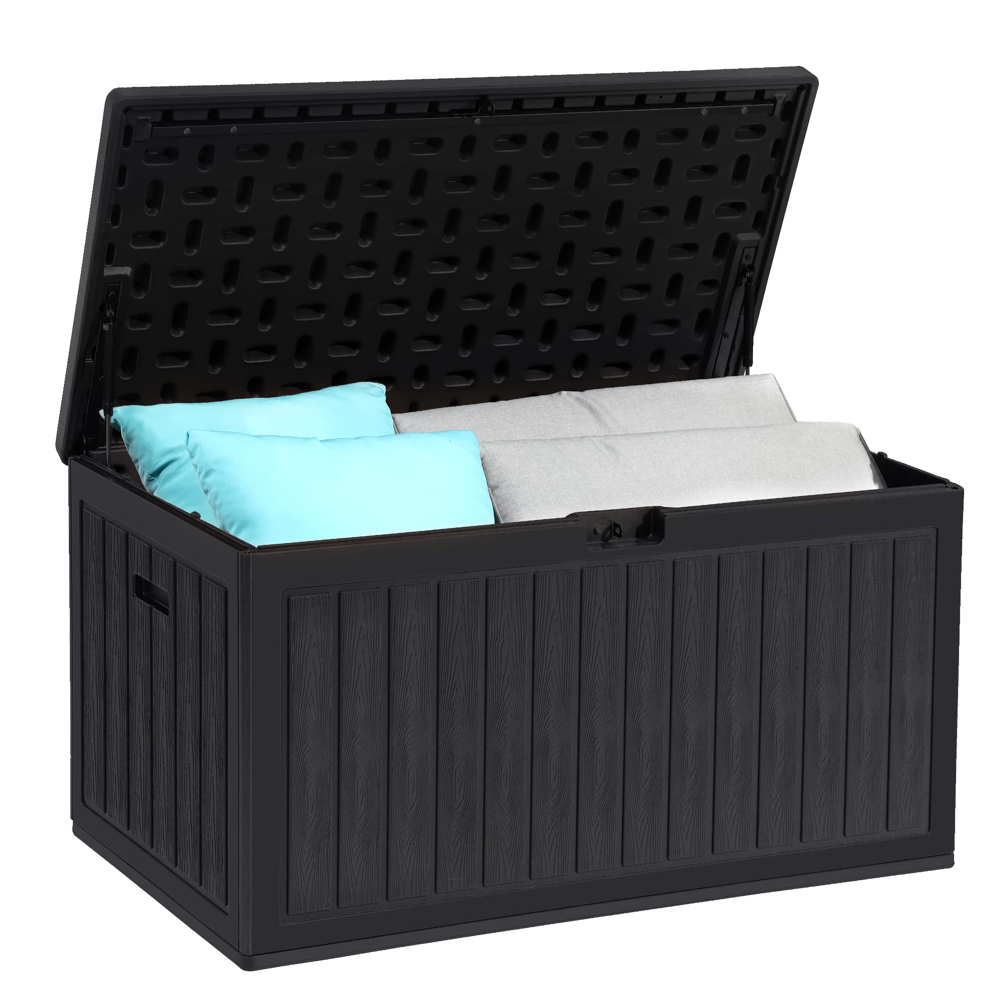 **YITAHOME 90 Gallon Large Deck Box - Double-Wall Resin Outdoor Storage Container for Patio Furniture, Cushions, Pool Floats & Garden Tools - Lockable, Waterproof, Durable (Black) - Perfect for Backyard, Deck & Poolside Storage**