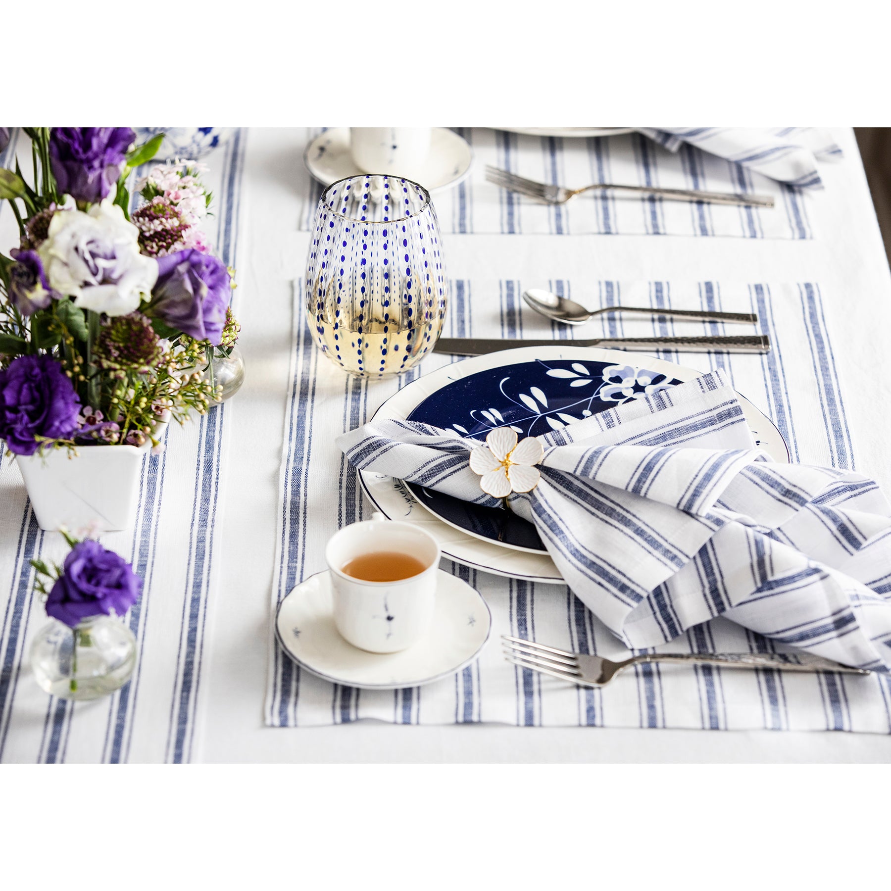Stylish Capri Ticking Stripe Placemats - Set of 4 Cotton Table Mats for Dining & Kitchen Decor - Perfect for Farmhouse, Coastal, or Modern Home Settings