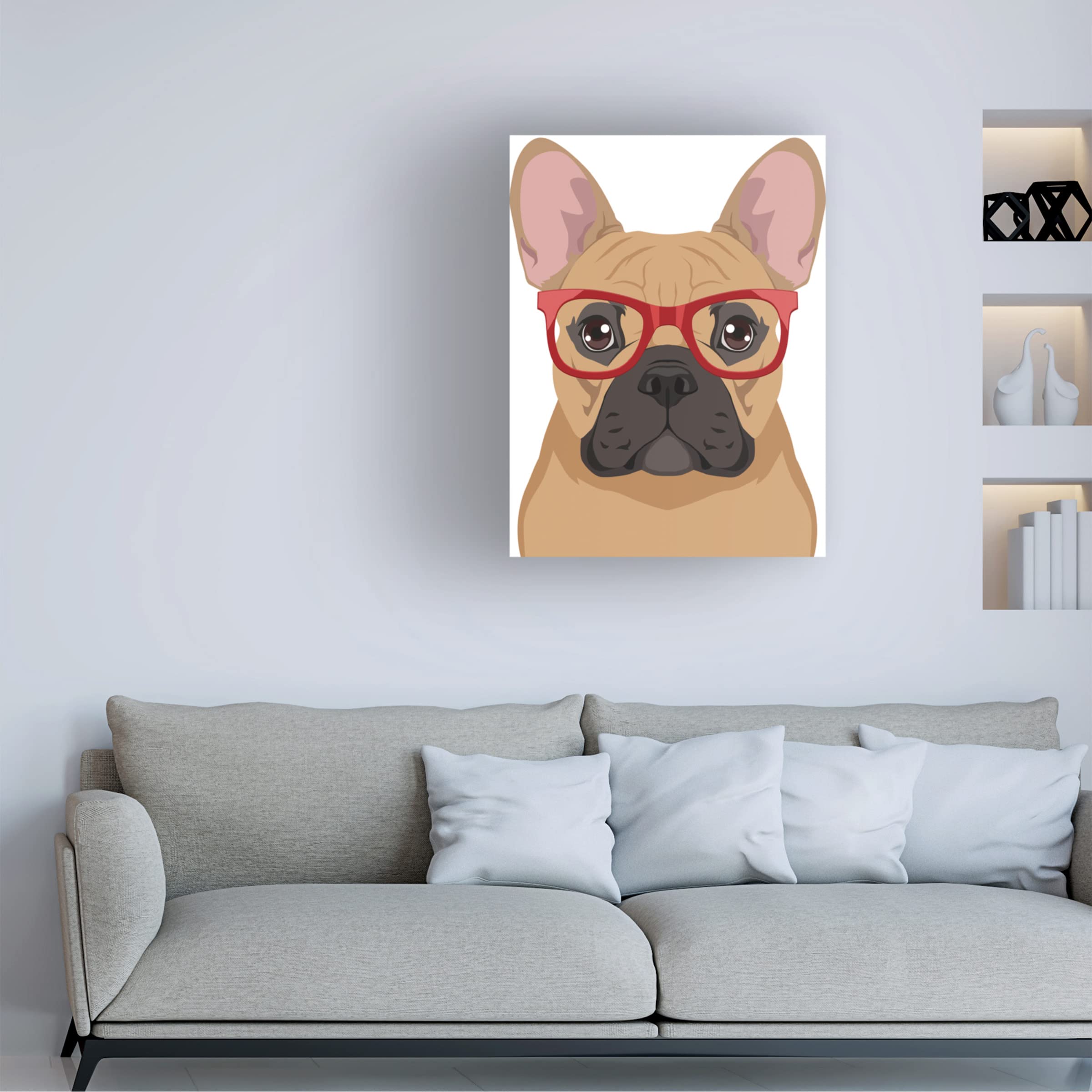 French Bulldog Wearing Hipster Glasses Canvas Wall Art - Modern Home Decor for Living Room, Bedroom & Office - Premium Trademark Fine Art Print by Furbaby Affiliates