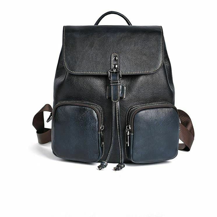 Genuine Leather Backpack for Women & Men - Stylish Unisex Satchel Purse, Travel Bag, School Backpack, Tote & Bucket Bag (Dark Grey) - Perfect for Work, College & Outdoor Adventures