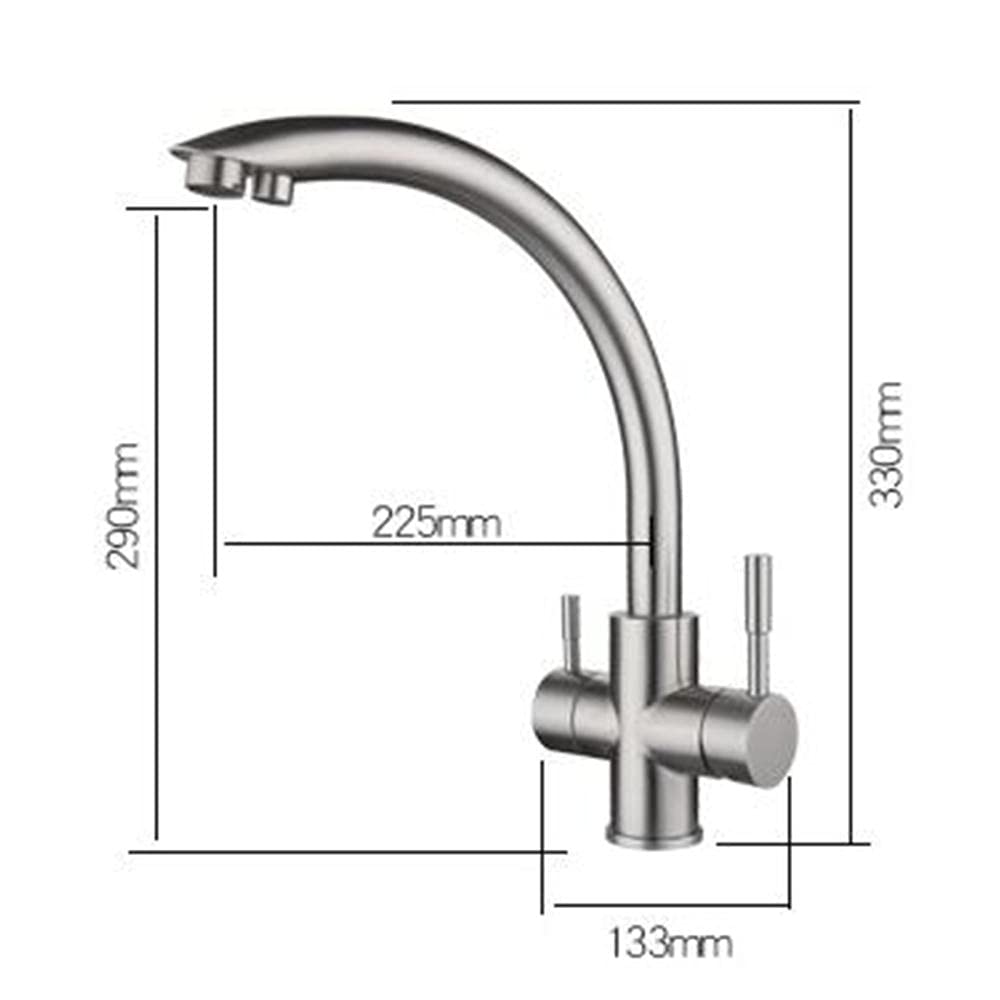 3-in-1 Stainless Steel Brushed Kitchen Faucet with 360° Rotation | Hot & Cold Water Dispenser | Compatible with Water Purifiers | Perfect for Modern Kitchens & Home Renovations