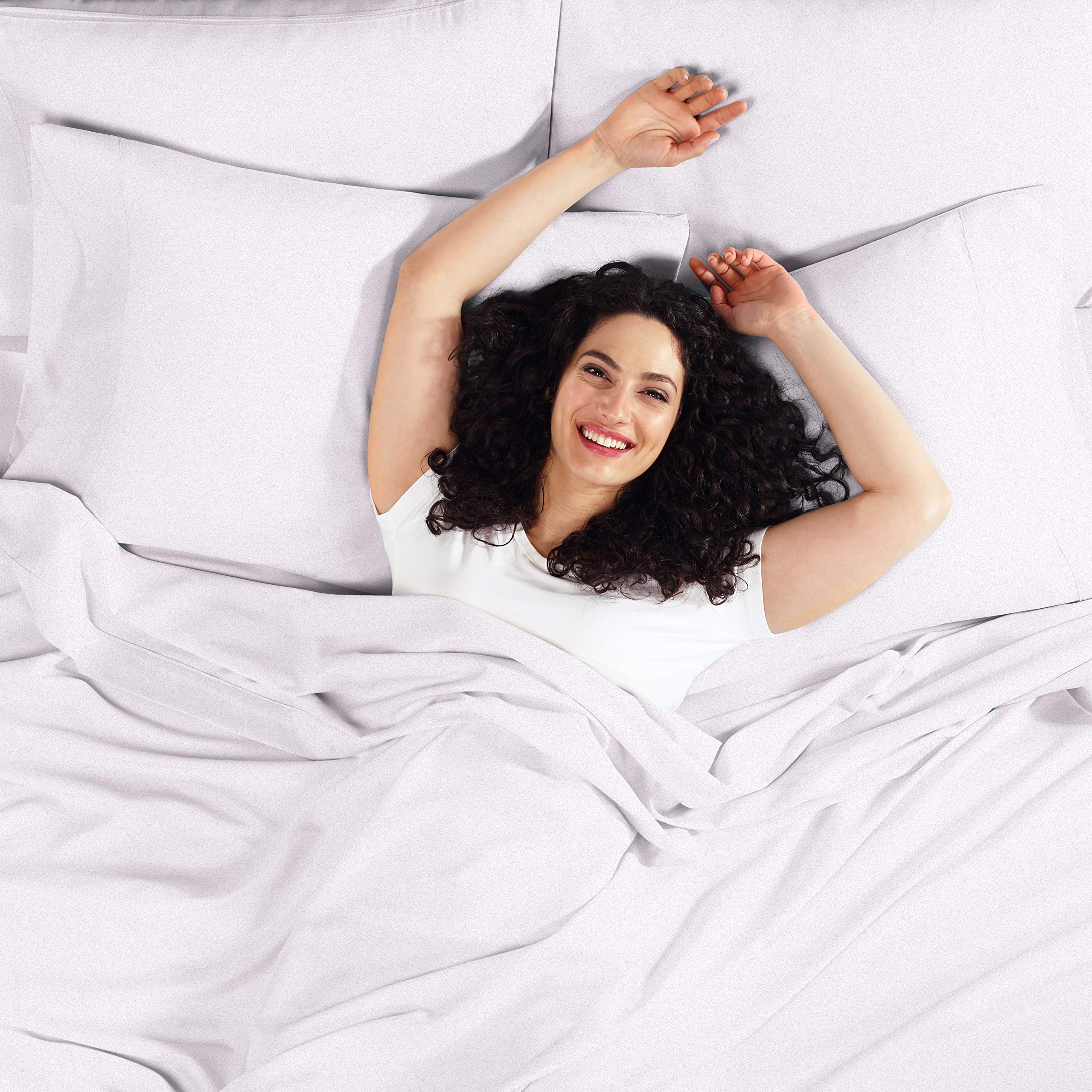 Premium Twin Size Bed Sheets Set - 3PC Ultra Soft Microfiber Sheets with Double Brushed Finish - Hotel Luxury Light Gray & Lavender Bedding - Fitted Sheet with 4 Corner Elastic Straps - Perfect for Guest Rooms, Dorms & Cozy Home Bedrooms