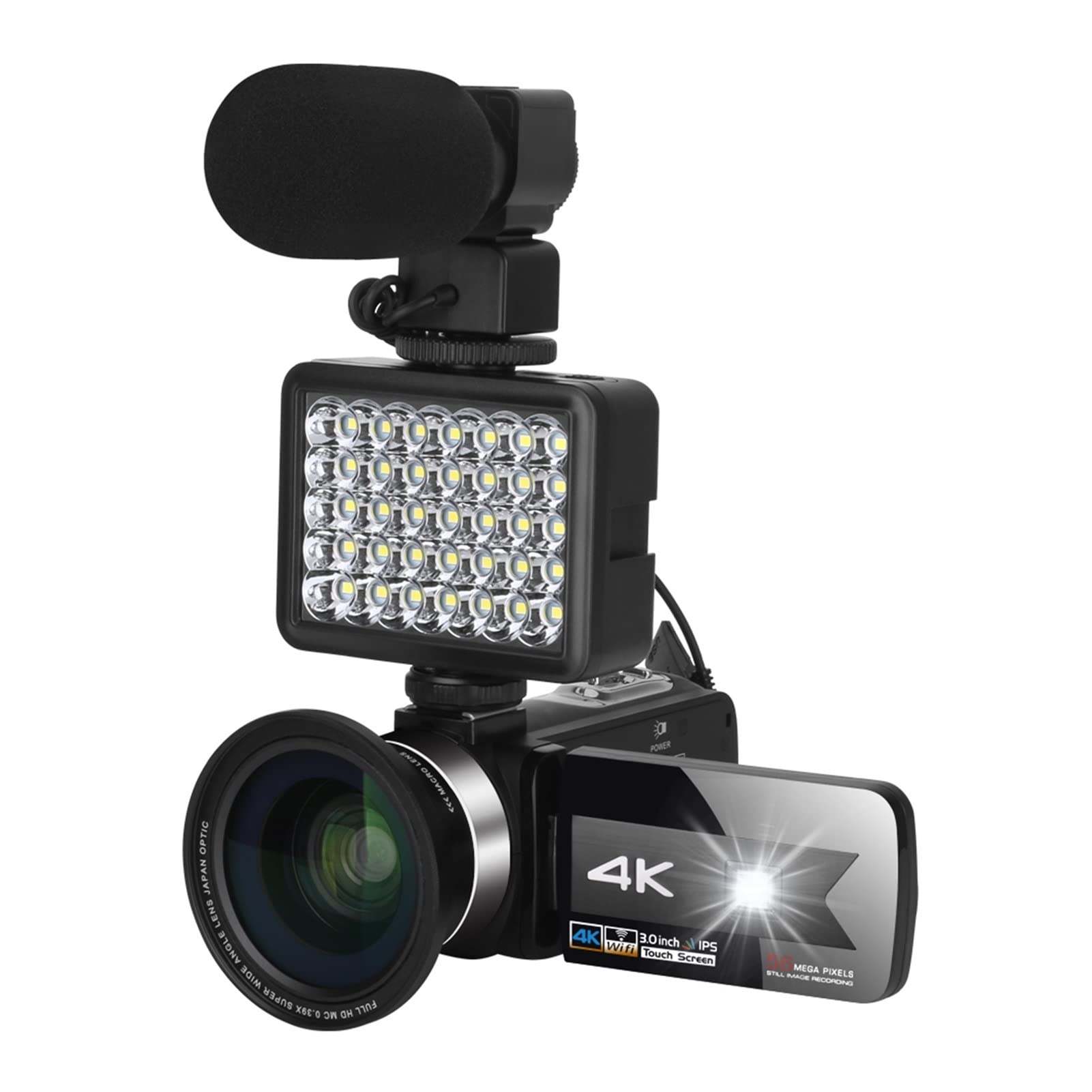 4K HD 56MP Vlogging Camera with 16X Digital Zoom & IR Night Vision - Touch Screen Camcorder for YouTube, Travel, and Family Recording - Perfect for Vloggers, Travelers, and Content Creators
