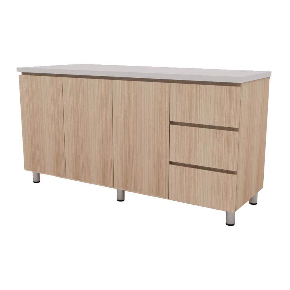 Lorena 3-Door Kitchen Cabinet - White Wooden Storage Organizer for Pantry, Bathroom & Laundry Room - Perfect for Home Organization & Space Saving