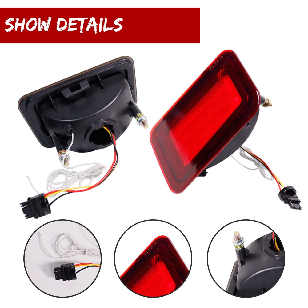Red LED 3-in-1 Fog Lamp Kit - Compatible with 2005-2009 Hummer H2 | Rear Bumper Reflector, Turn Signal & Brake Tail Lights Replacement | Off-Road & Night Driving Safety Upgrade