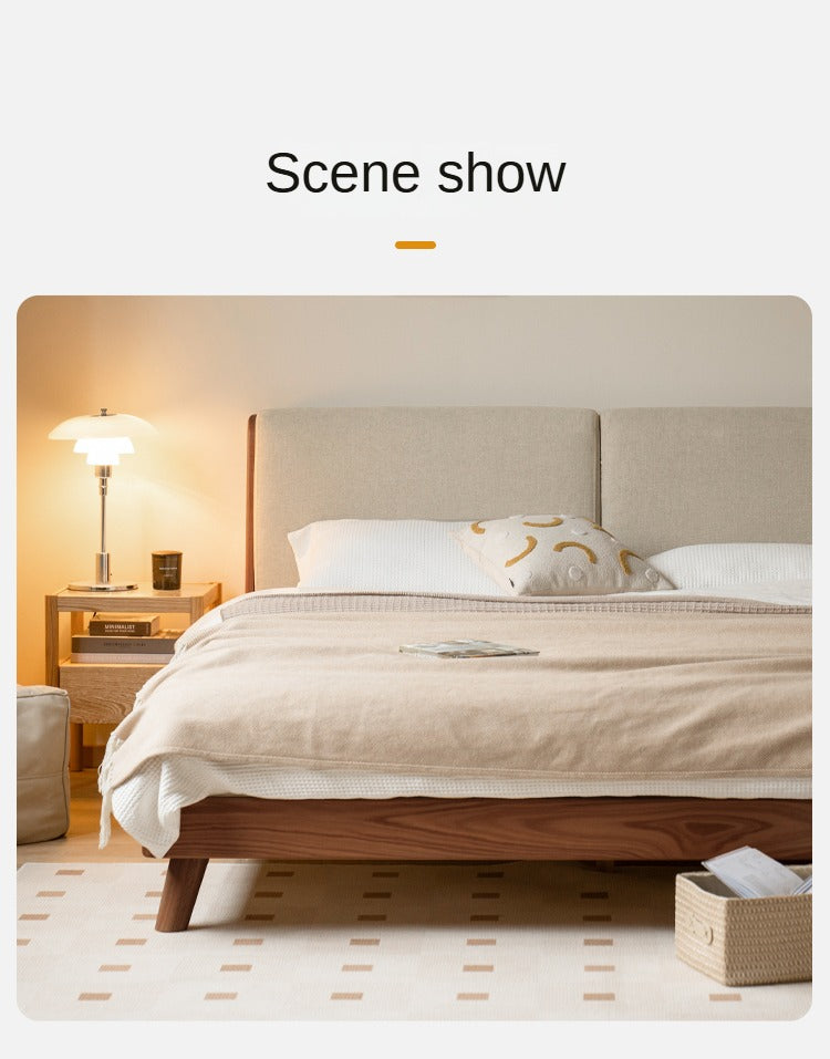 Solid Oak Wood Soft Bed Frame - Queen Size, Natural Wood Finish - Perfect for Master Bedrooms, Guest Rooms & Cozy Home Decor