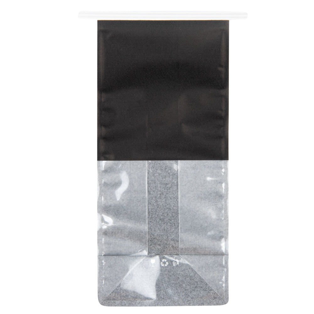 Premium Black Cotton Paper Tin Tie Bags with Clear Window - 5x4x11.25 Inches (100 Count) - Ideal for Coffee Beans, Loose Leaf Tea & Bulk Food Storage
