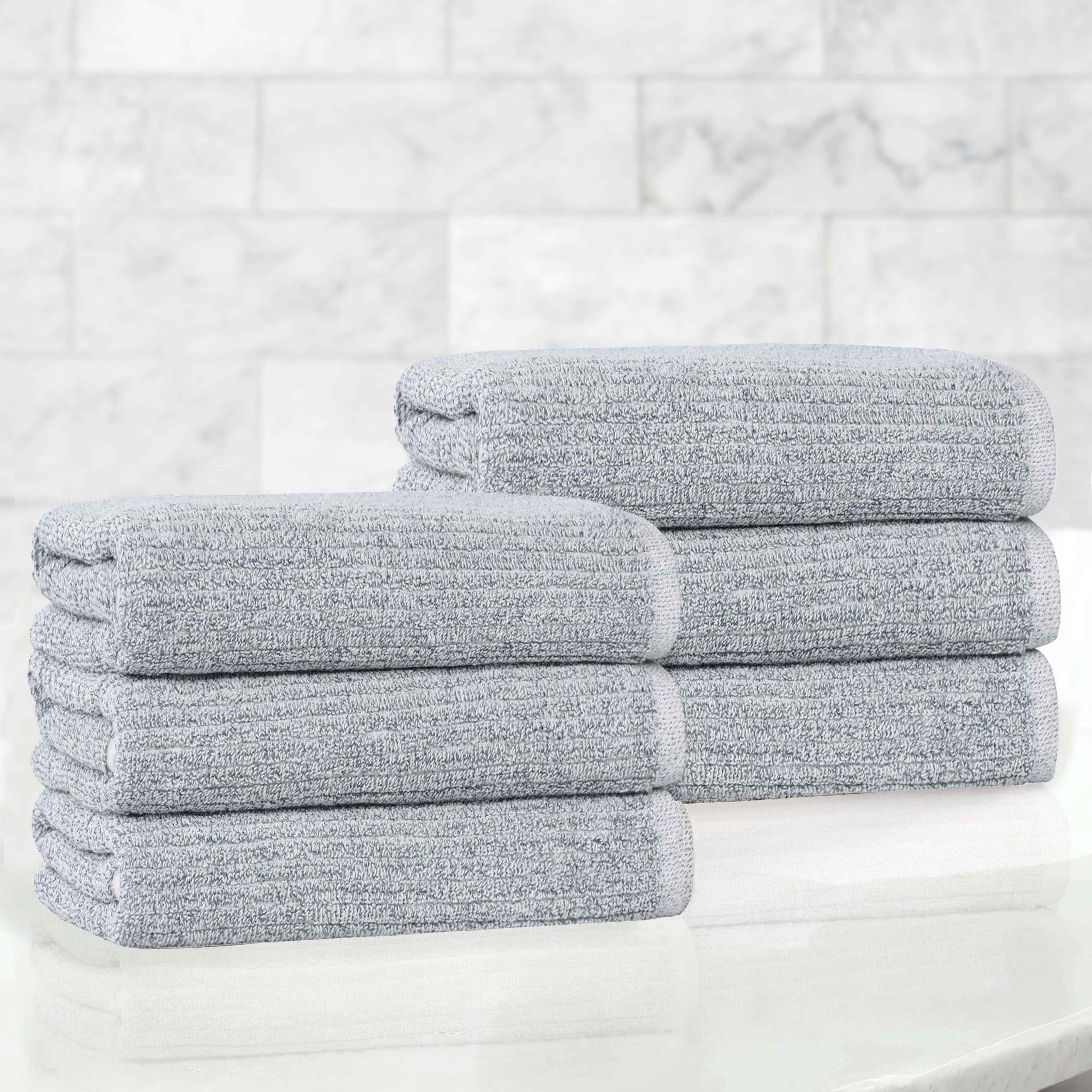 Premium 6-Pack Destin Cotton Blend Solid Ribbed Hand Towels - Soft & Absorbent for Bathroom, Kitchen, and Spa Use