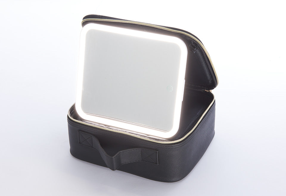 IGIA Travel Makeup Case with Mirror - Portable Cosmetic Organizer for Women, Perfect for Travel, Gym & On-the-Go Beauty Essentials