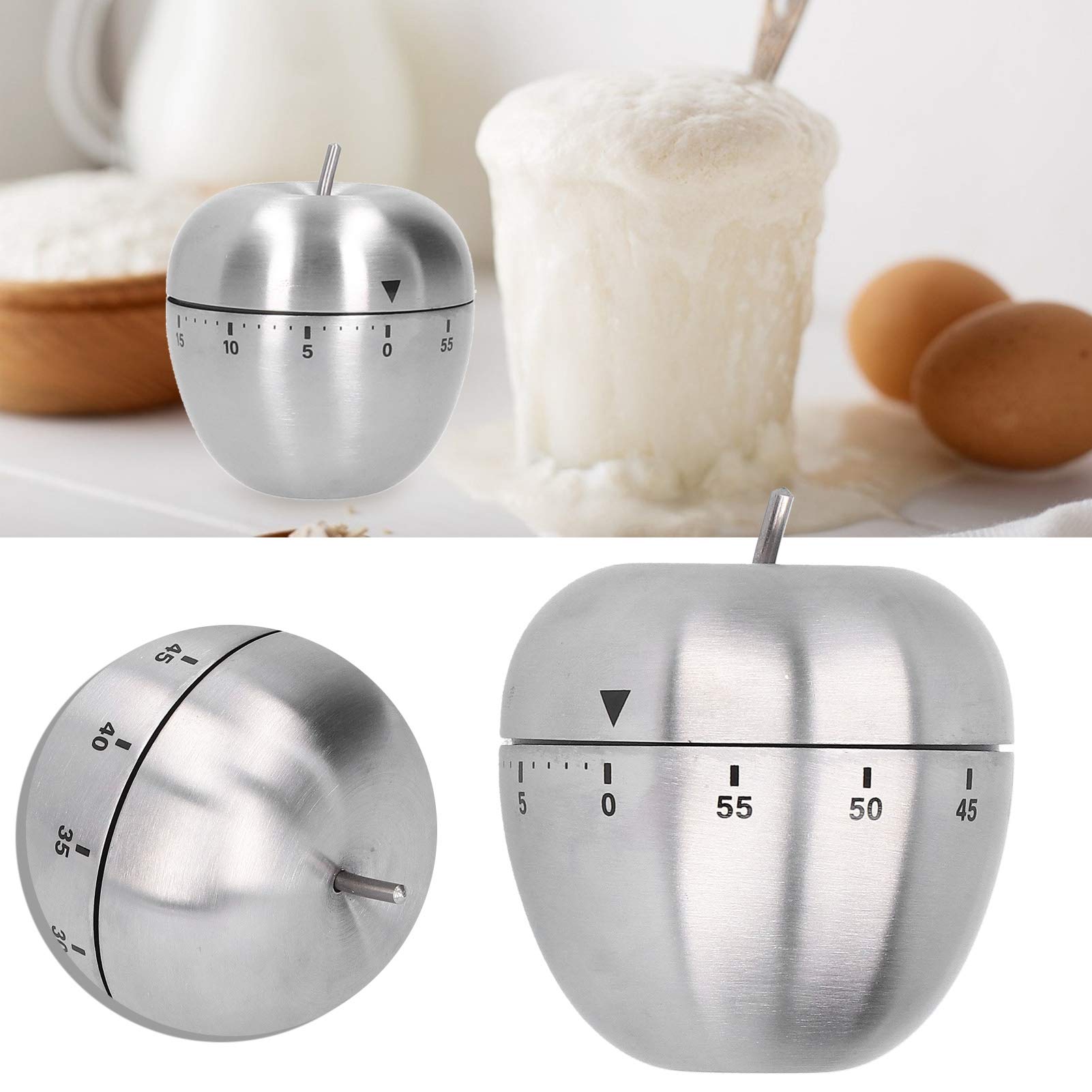 Stainless Steel Fruit Shaped Mechanical Kitchen Timer - Countdown Alarm for Cooking, Baking, Hair Coloring & More | Perfect for Home, Restaurant & Salon Use