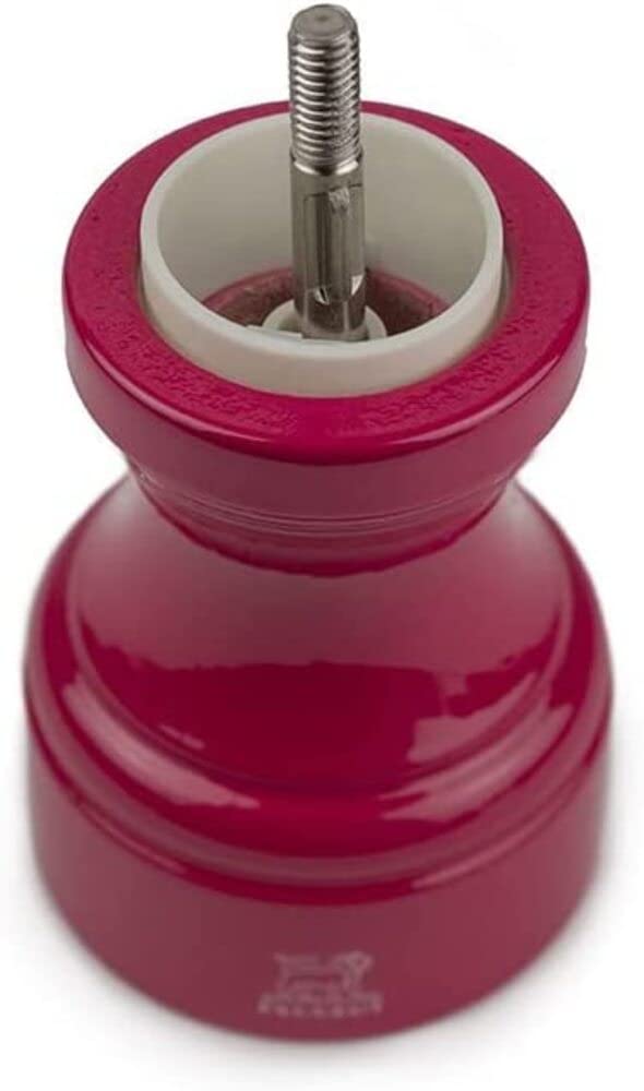 Peugeot Bistro 4-Inch Adjustable Salt Grinder - Premium Stainless Steel & Beechwood Manual Salt Mill, Pre-Filled with Himalayan Rock Salt - Elegant Kitchen Gadget for Cooking, Dining & Entertaining (Candy Pink)