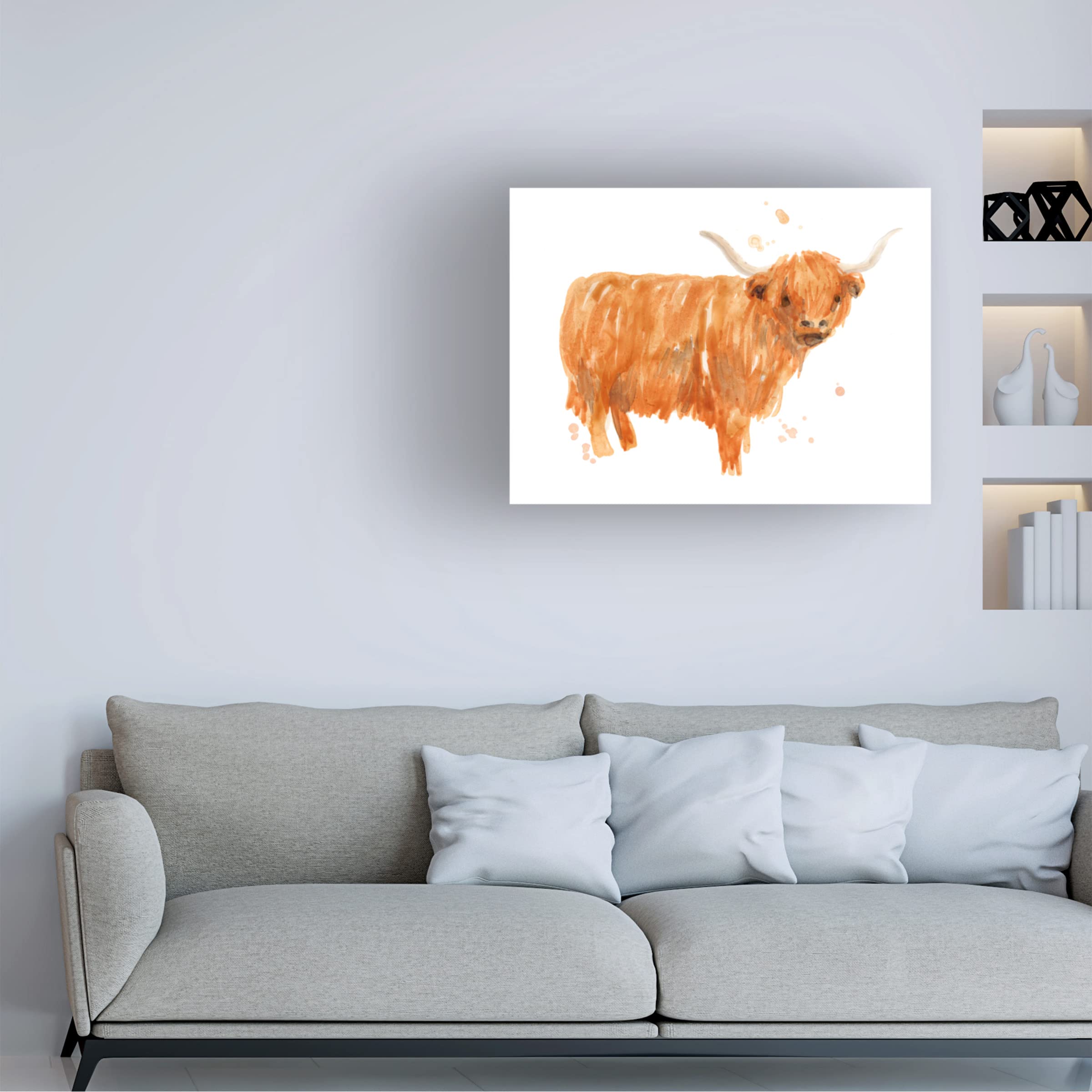 Highland Squad I Canvas Art Print by June Erica Vess - Scottish Highland Cow Wall Decor for Living Room, Bedroom & Office