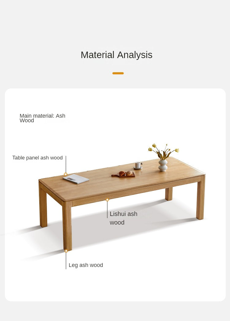 Solid Oak & Ash Wood Long Dining Table - Rustic Farmhouse Style for 6-8 People - Perfect for Family Gatherings & Dinner Parties