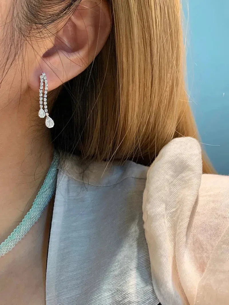 18K White Gold Diamond Drop Earrings for Women - 0.70 Carat Natural Diamond Fashion Jewelry | Elegant Party, Wedding & Evening Wear Accessories