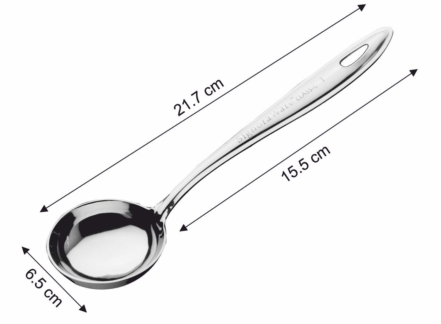 SignoraWare Premium Stainless Steel Food Grade Soup Ladle Set of 2 - 1.1mm Heavy Duty Kitchen Ladle for Cooking, Serving Gravy, Dal, Curry - 21.7cm (Perfect for Restaurants, Catering & Home Kitchens)