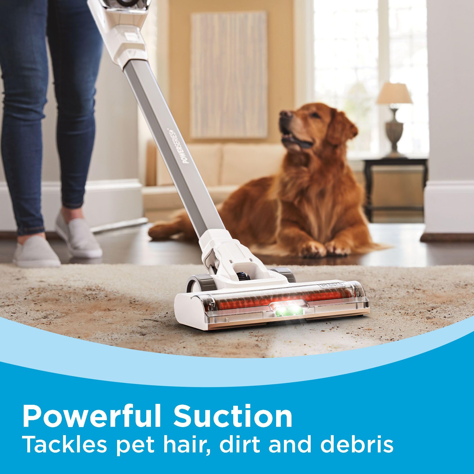 BLACK+DECKER 20V MAX Cordless Stick Vacuum Cleaner - Lightweight, Multi-Surface, LED Floor Lights, BHFEA520J (Gray) - Perfect for Hardwood Floors, Carpets & Pet Hair Cleaning