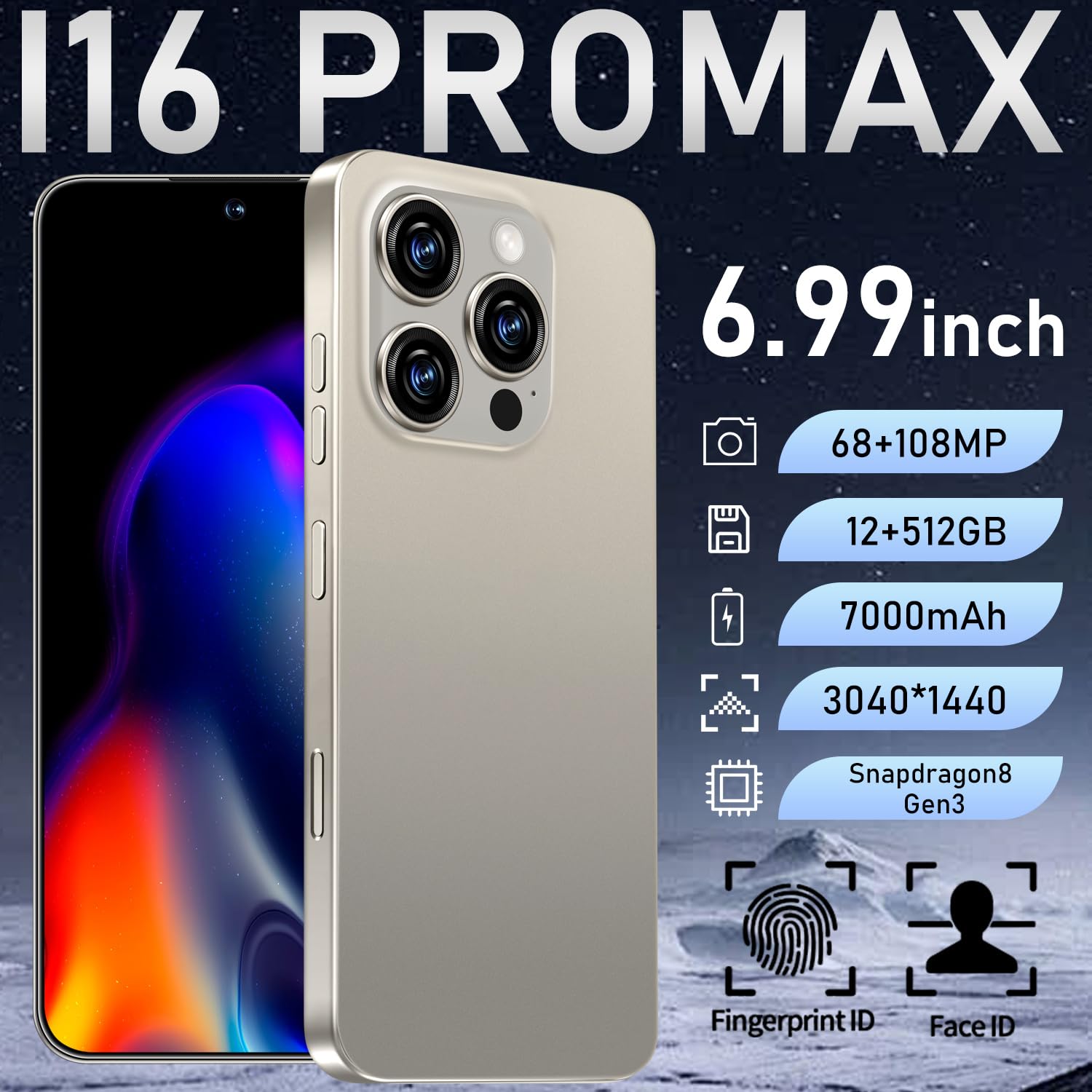 Unlocked I16 ProMax Smartphone - 6.99