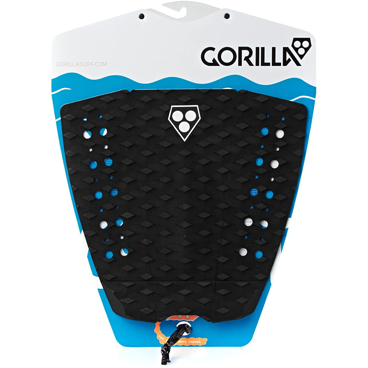 Gorilla Grip Phat Three Deck Pads - Non-Slip Surfboard Traction Pads (Black) for Surfing, Bodyboarding & Water Sports