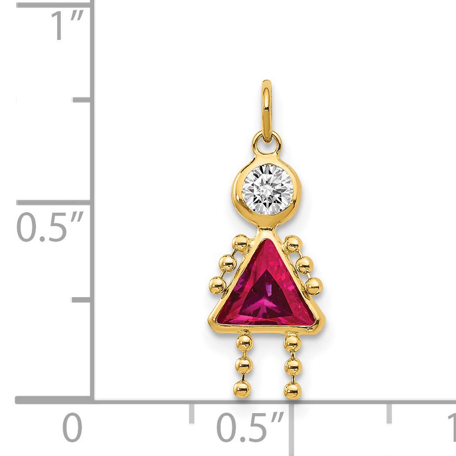 14K Yellow Gold July Birthstone Charm Pendant - 20mm x 10mm Dainty Jewelry for Women - Perfect Gift for Birthday, Anniversary & Special Occasions