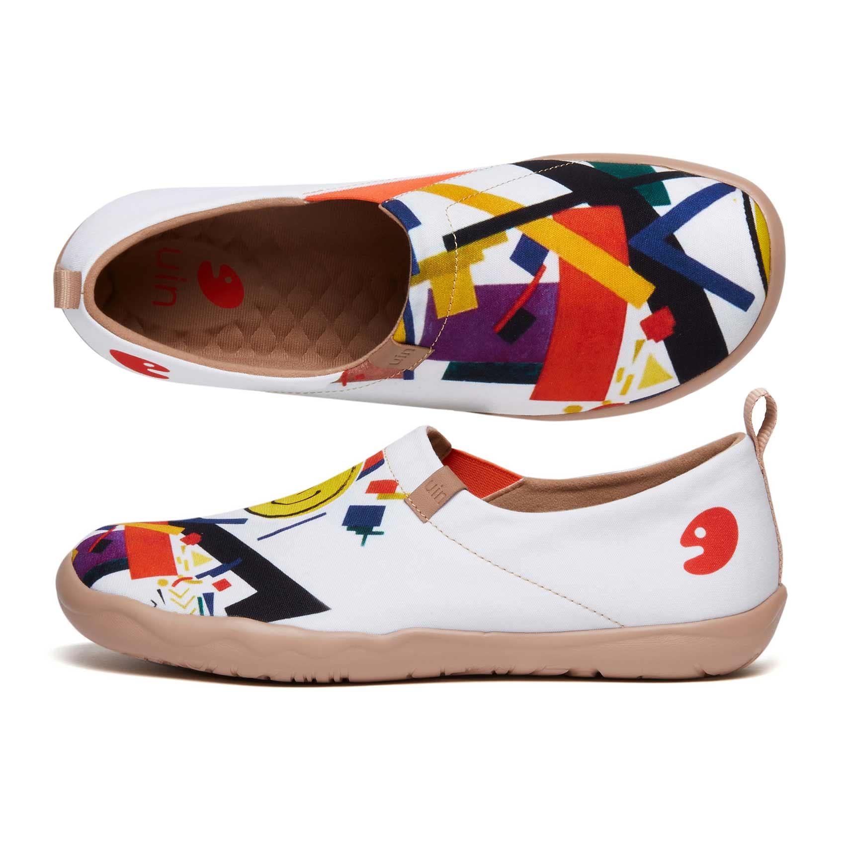 UIN Men's Slip-On Canvas Sneakers - Lightweight Casual Loafers with Artistic Painting | Comfortable Walking Shoes for Travel, Work & Everyday Wear