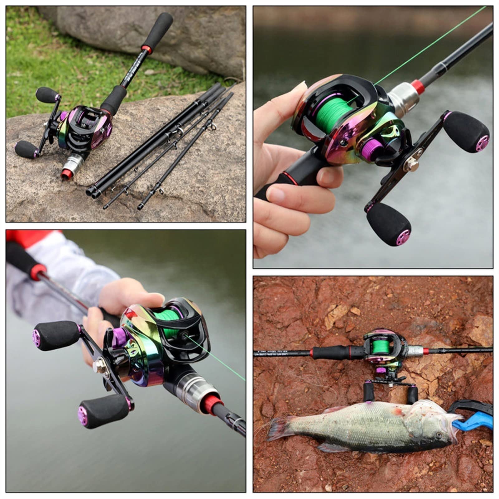 **1.8-2.1M Fishing Rod and Reel Combo with 7.2:1 High-Speed Baitcasting Reel - Left Hand & Right Hand Options - Perfect for Freshwater and Saltwater Fishing (1.8M Left Hand, Rod & Reel Set)**