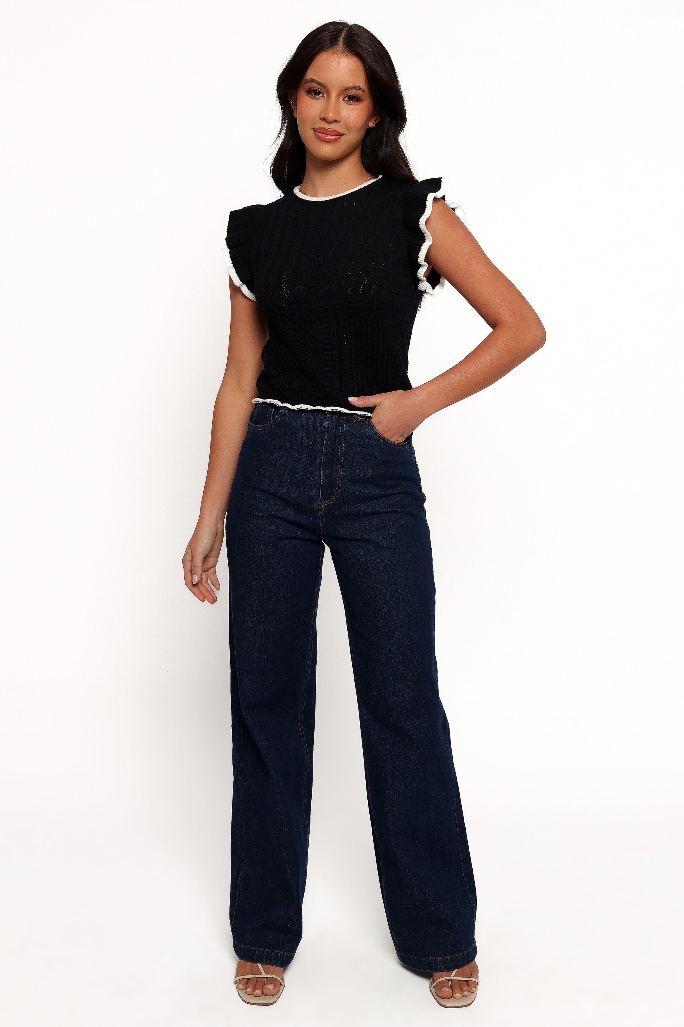 Abby Knit Top Women's Casual Short Sleeve T-Shirt - Black & White | Perfect for Summer Outfits, Beach Wear & Everyday Fashion