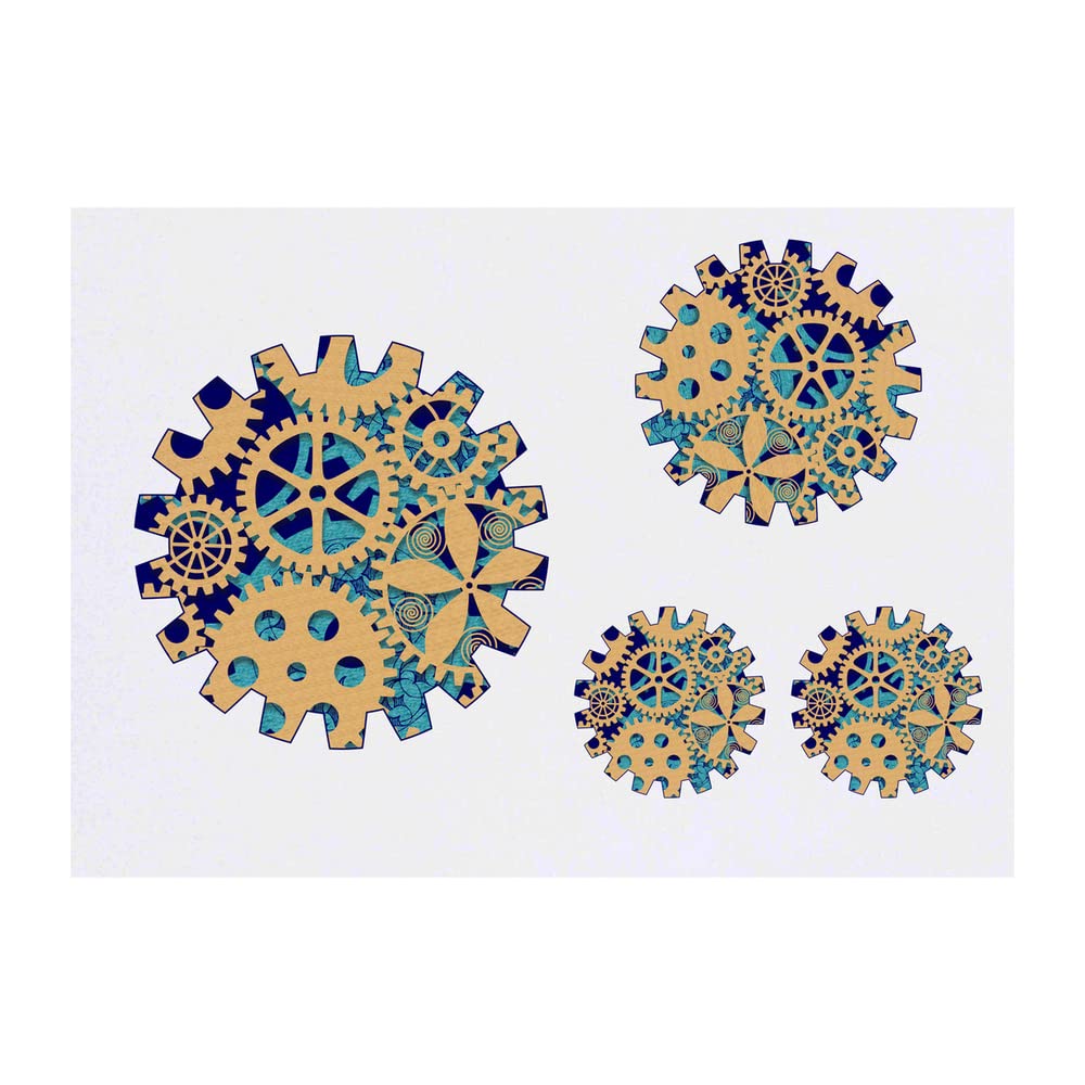 4 Pack Cog Wheel Temporary Tattoos for Adults - Steampunk Style Fake Tattoos - Perfect for Costume Parties, Cosplay, Halloween & Body Art Enthusiasts