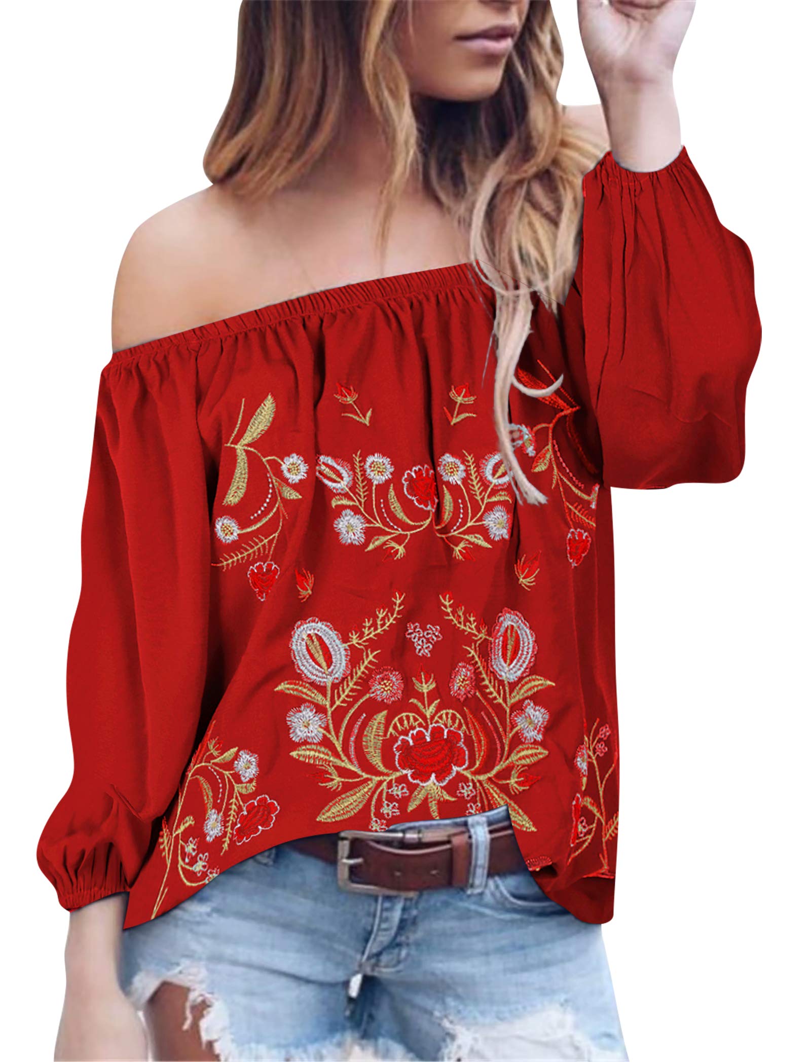 Mexican Embroidered Shirt for Women - Boho Floral Western Top for Festivals