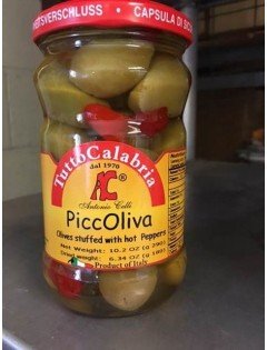 Piccoliva Green Olives Stuffed with Peppers | Premium Italian Imported Olives | Perfect for Charcuterie Boards, Salads & Antipasto Platters