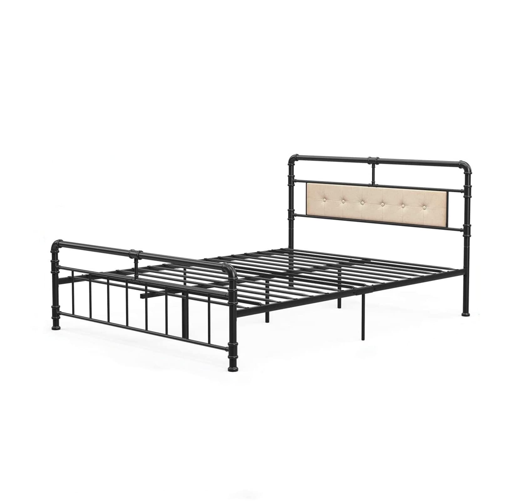 Keseno Reinforced Metal Queen Size Bed Frame - Vintage Platform Bed with Headboard & Footboard, Heavy Duty Steel Slat Support, Antique Bronze Brown Finish - Perfect for Kids, Teens & Guest Rooms (Queen, Brown) | Ideal for Bedroom Decor, Dorm Furniture & Space-Saving Solutions