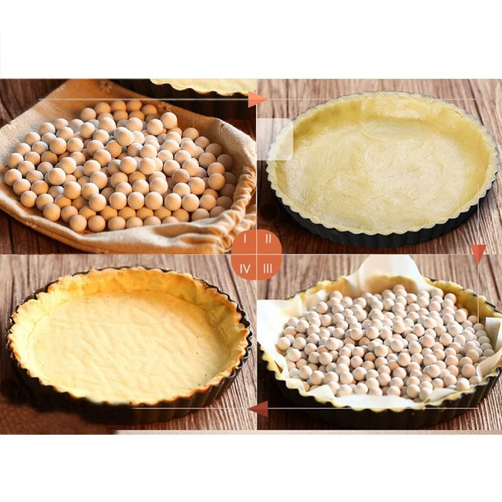 1.1Lb Pie Weights with Cotton Bags - 10mm Natural Ceramic Baking Beads for Reusable Pie Crust | Perfect for Blind Baking, Tart Shells & Pastry Making