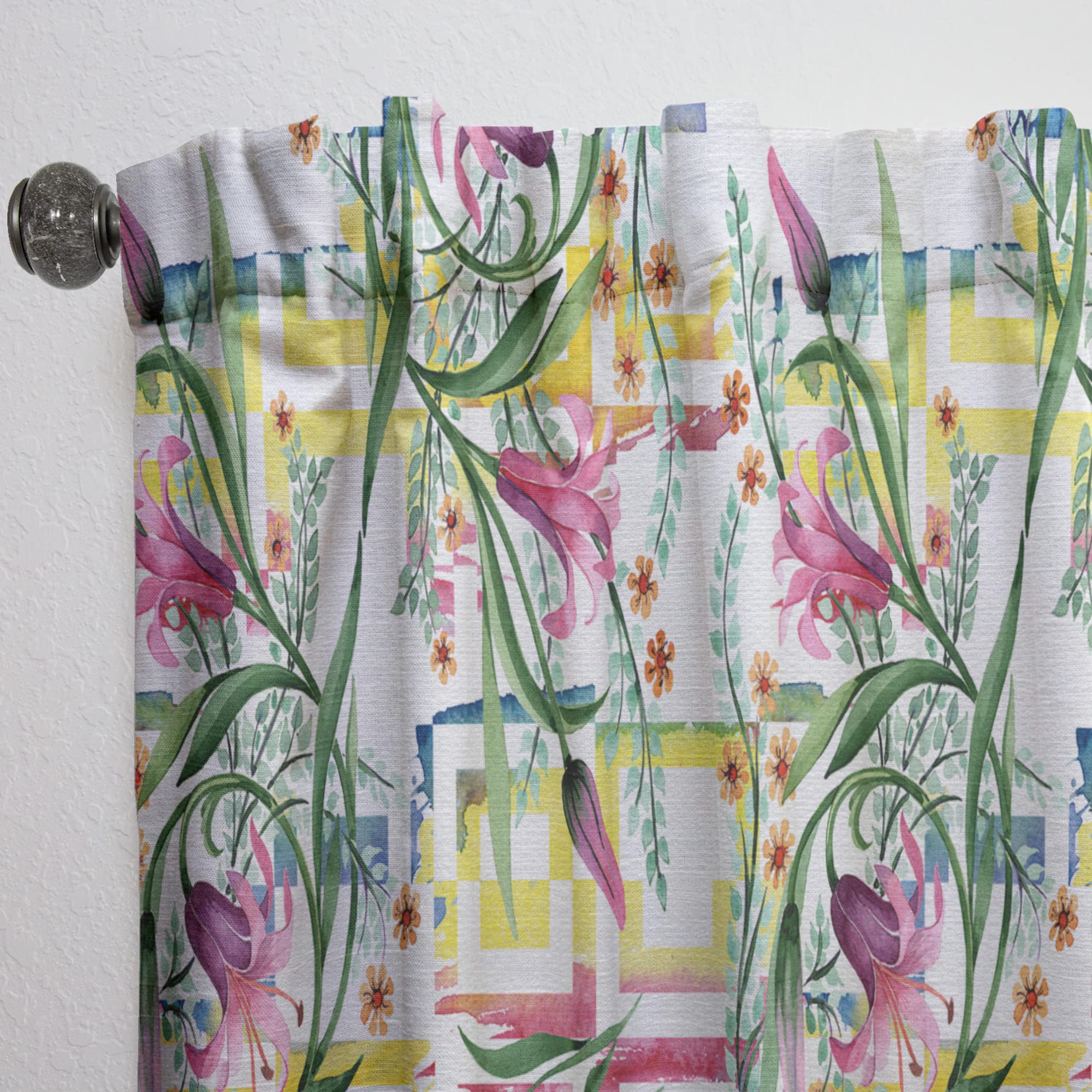 Floral Botanical Retro XI Thermal Insulated Curtains - 52x120 Inch Single Panel Window Drapes for Bedroom & Living Room - Perfect for Home Decor, Light Control & Privacy