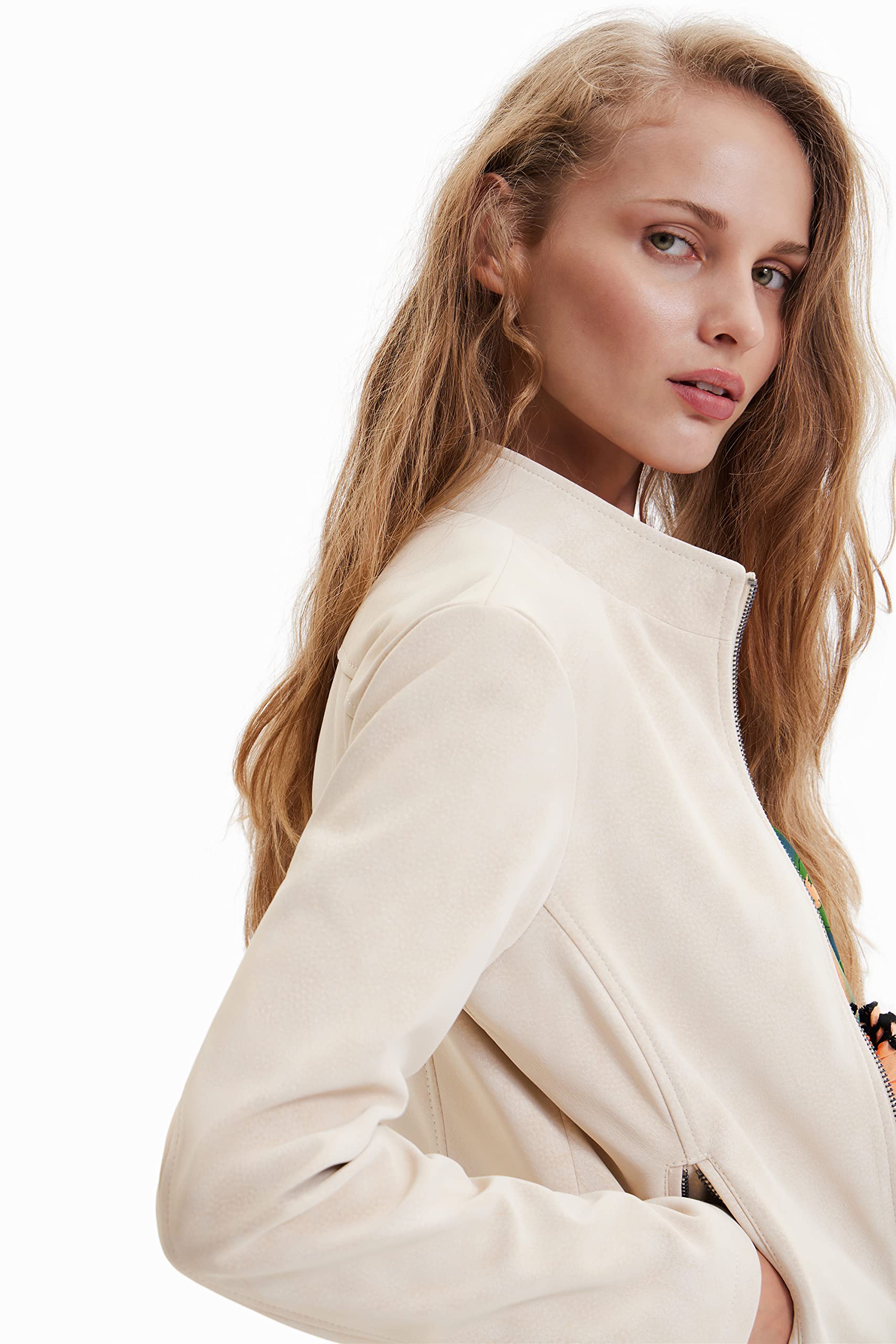 Desigual Women's Woven PU Leather Jacket - Stylish Faux Leather Coat for Women | Perfect for Fall, Winter & Casual Outings
