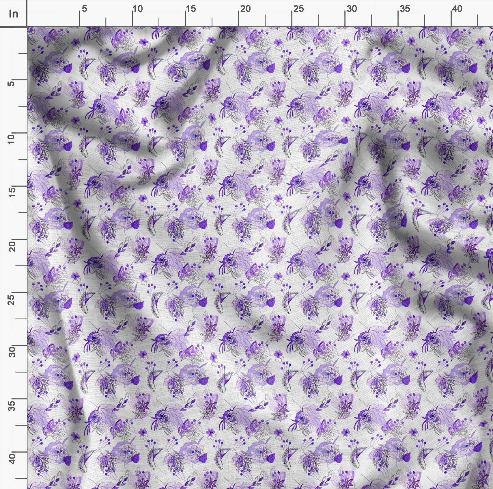 Soimoi Blue Floral Polyester Crepe Fabric by The Yard - 42 Inch Wide - Flower & Leaf Printed Material for Dresses, Curtains & DIY Crafts - Delicate & Romantic Design for Sewing Projects