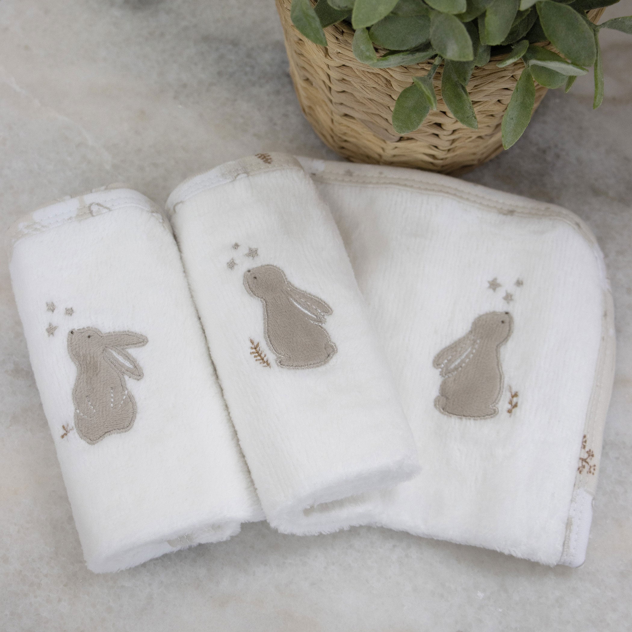 Bunny Dreams 3-Pack Soft Face Wash Cloths | Gentle Cleansing for Sensitive Skin | Perfect for Baby Care, Makeup Removal & Daily Skincare Routine